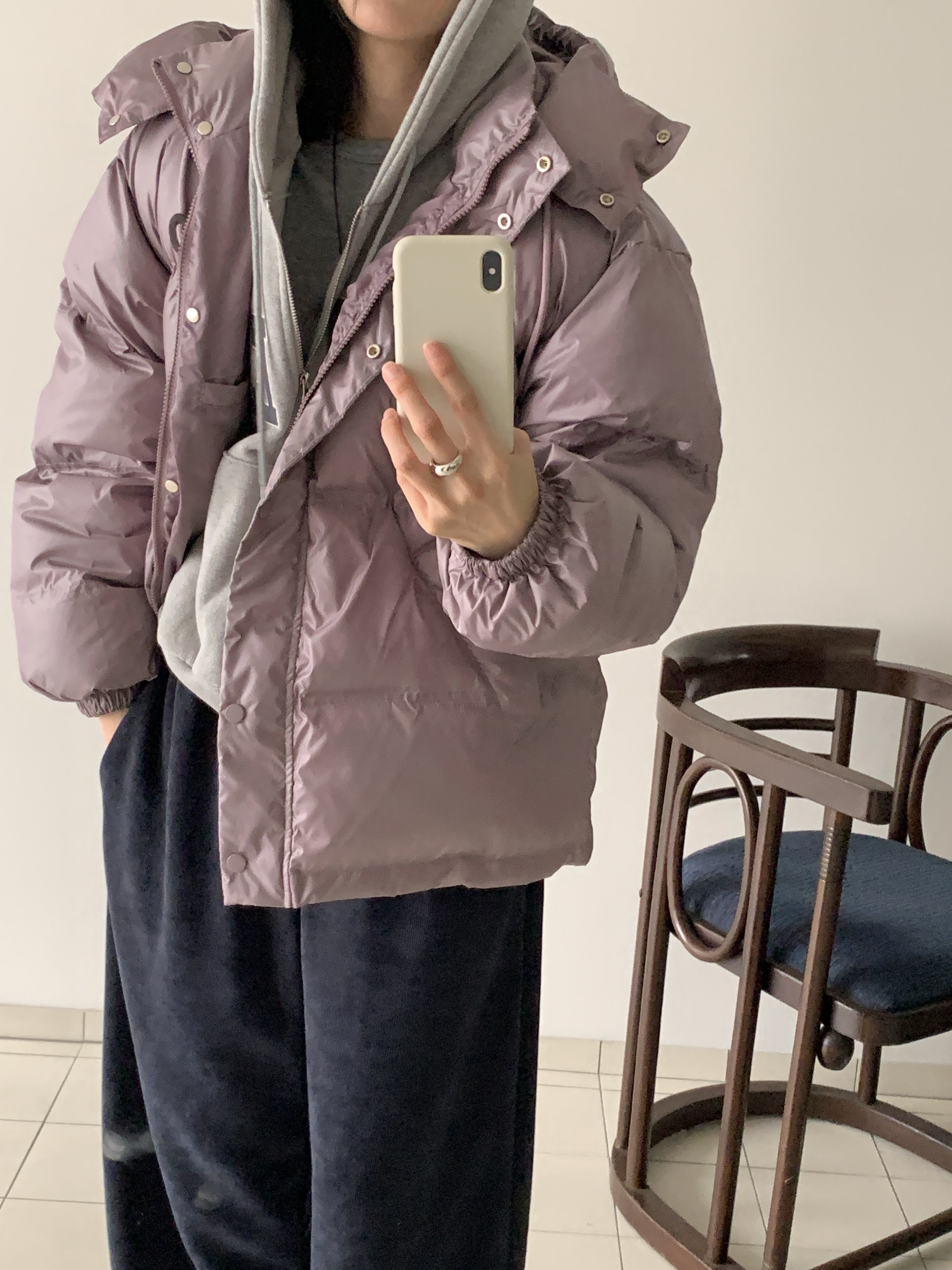 ダックダウンフードダブルジップドローコードカラーダウンジャケット | 詳細画像2