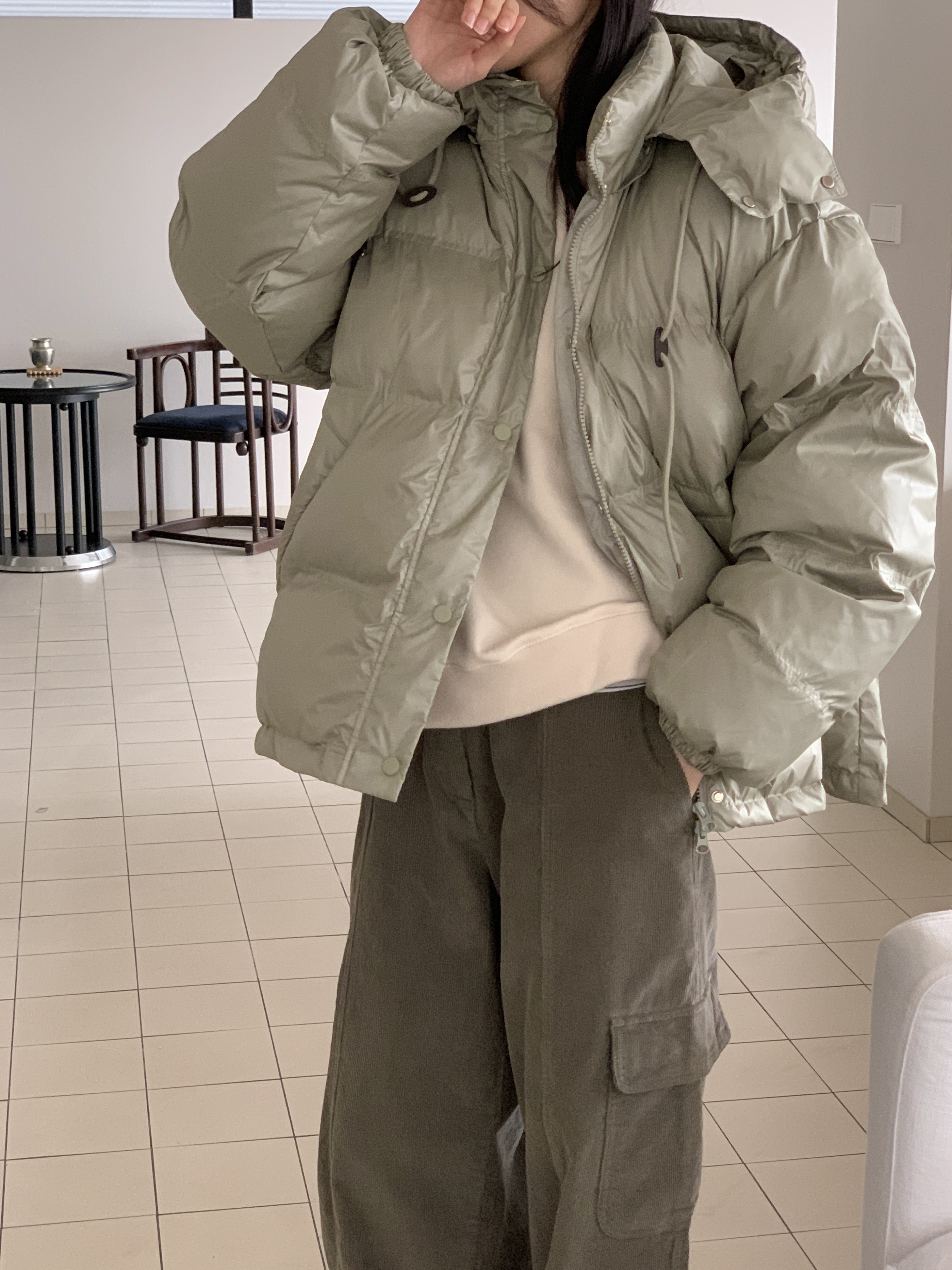 ダックダウンフードダブルジップドローコードカラーダウンジャケット | 詳細画像18