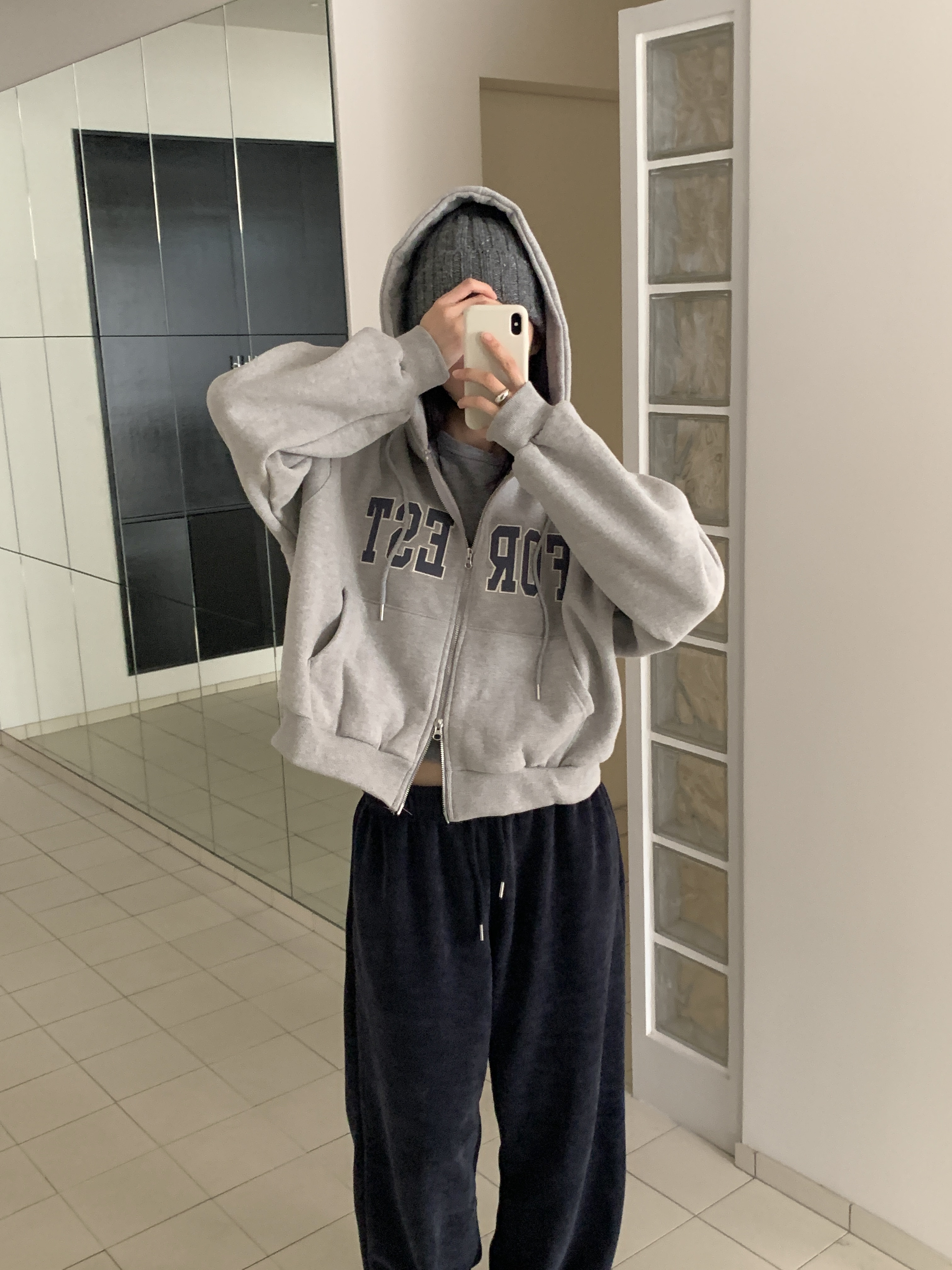 フードダブルジップルーズカラージップパーカー | 詳細画像4