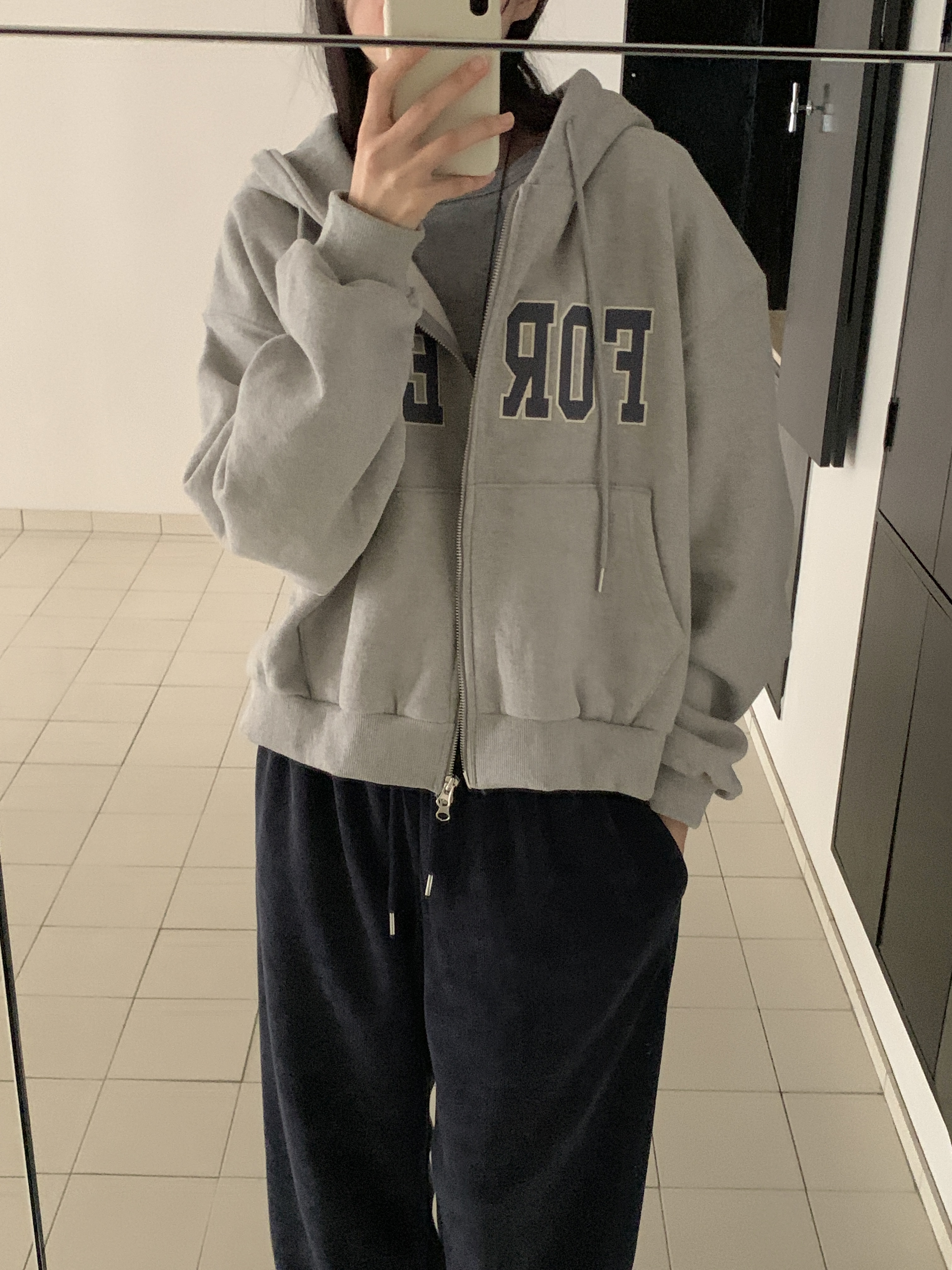 フードダブルジップルーズカラージップパーカー | 詳細画像10