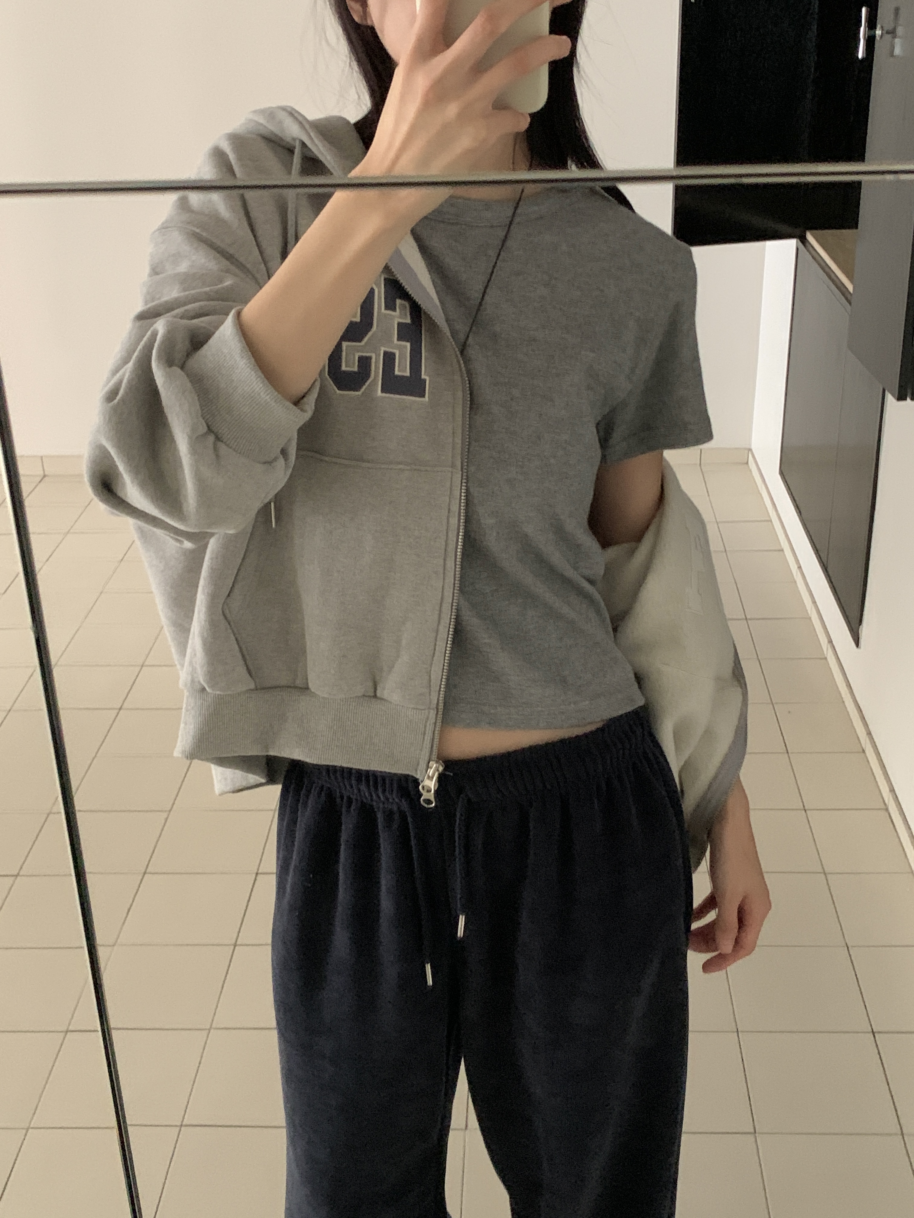 フードダブルジップルーズカラージップパーカー | 詳細画像6