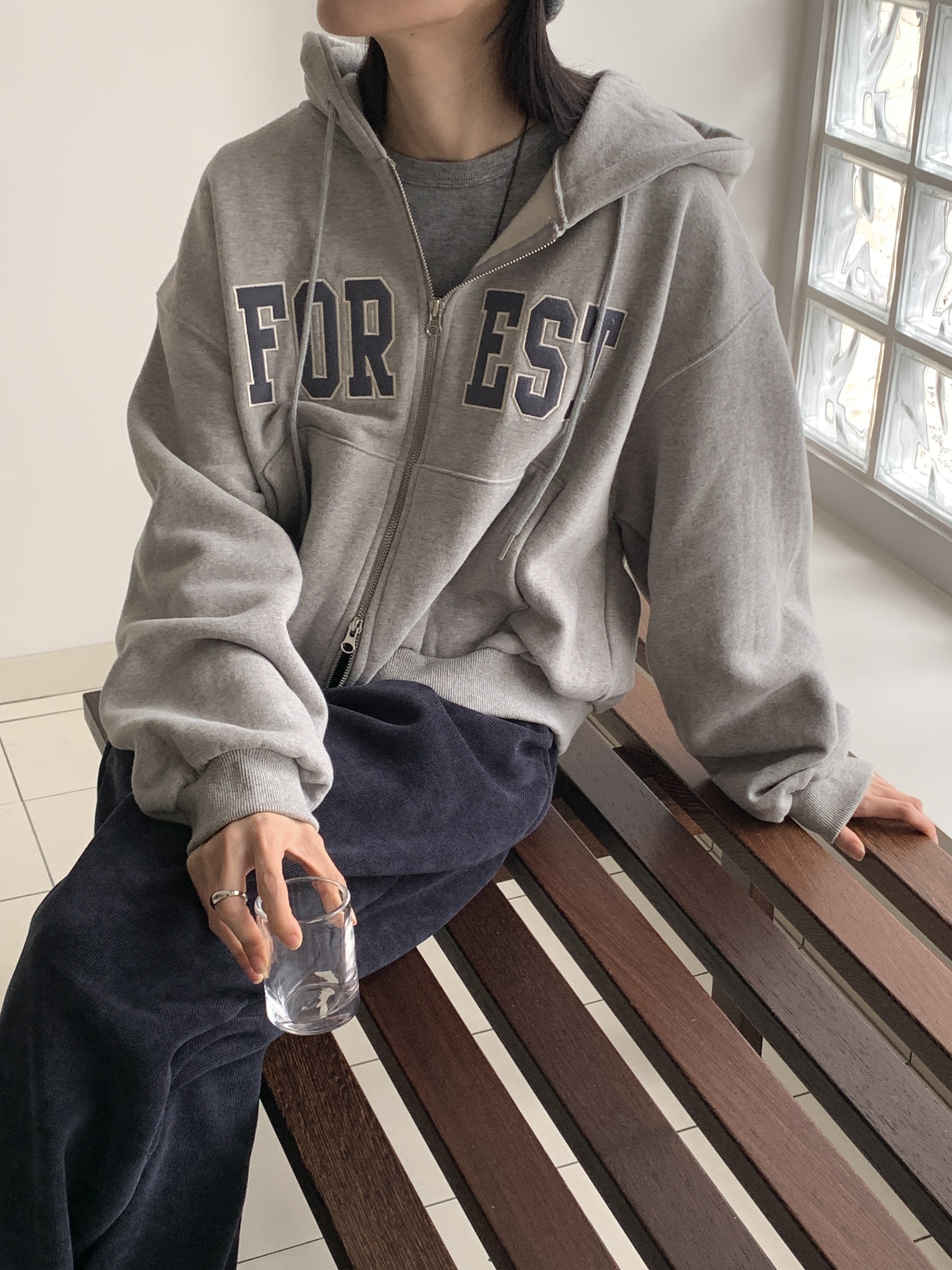 フードダブルジップルーズカラージップパーカー | 詳細画像15