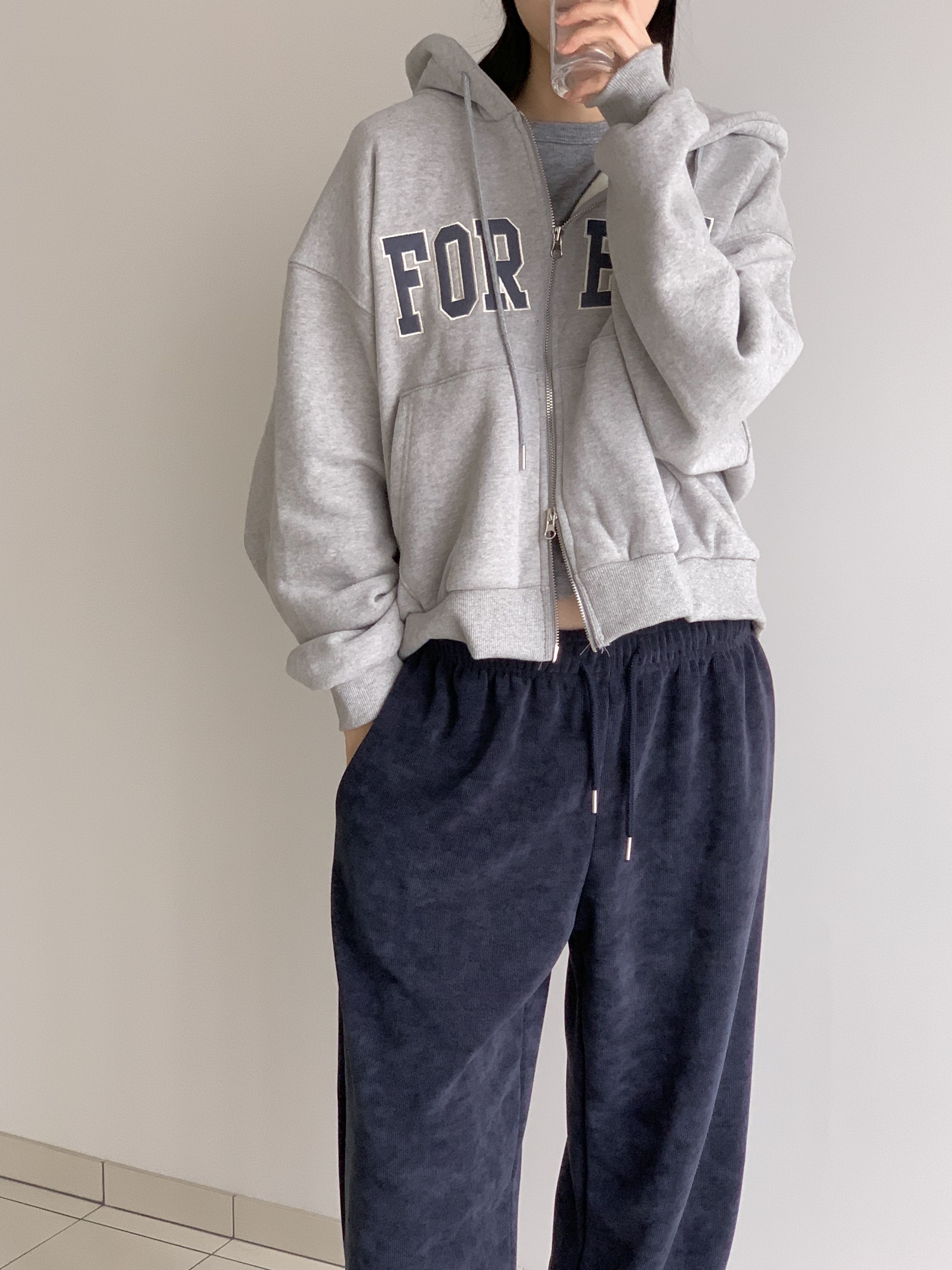 フードダブルジップルーズカラージップパーカー | 詳細画像16