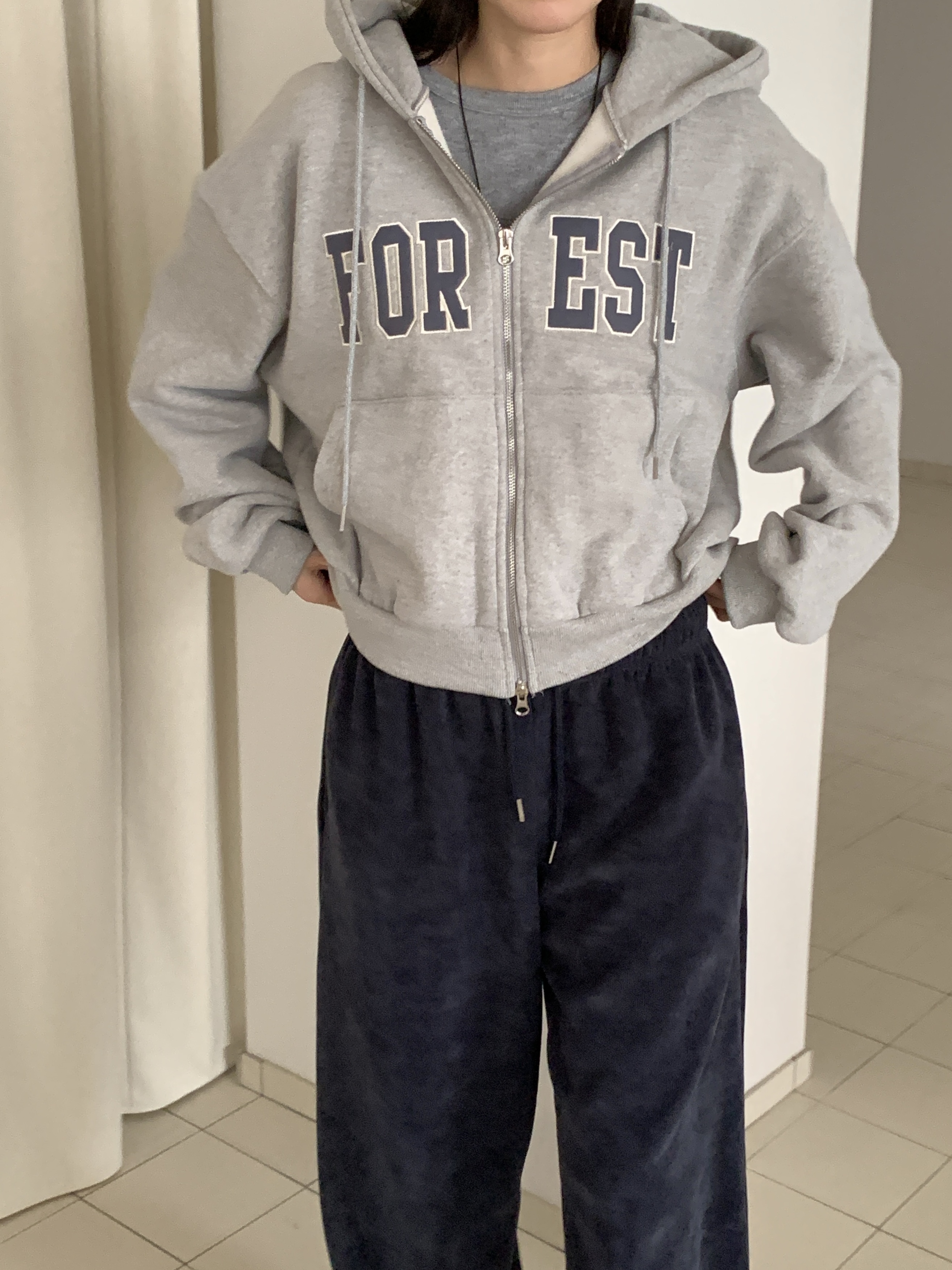 フードダブルジップルーズカラージップパーカー | 詳細画像3