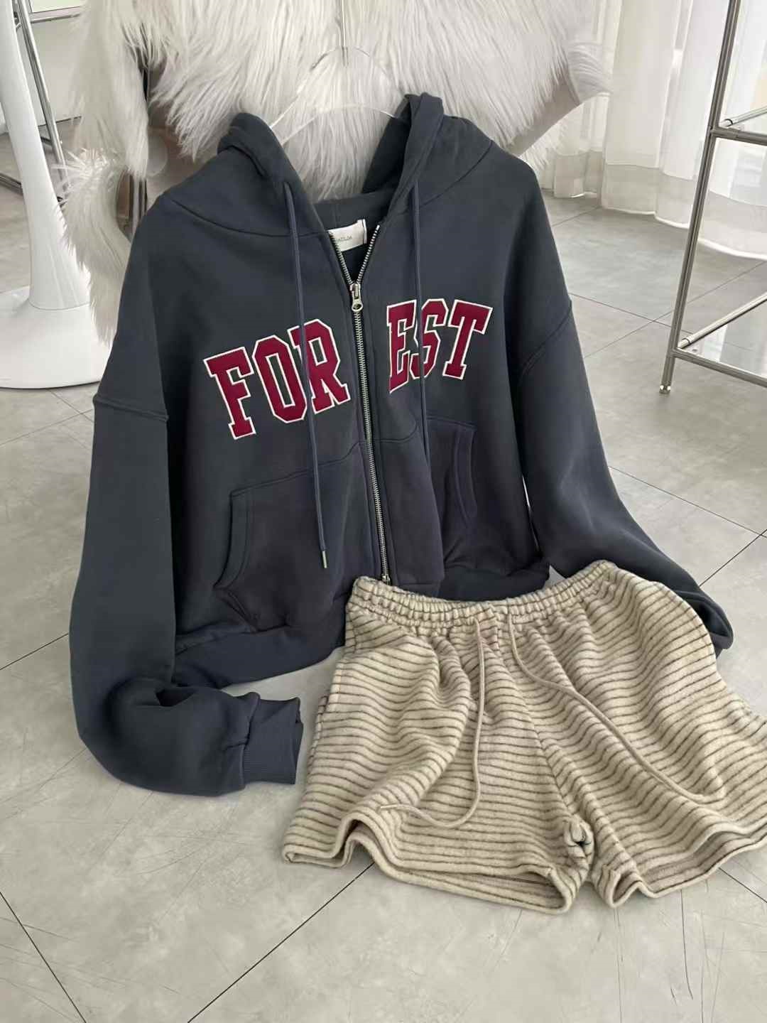 フードダブルジップルーズカラージップパーカー | 詳細画像18