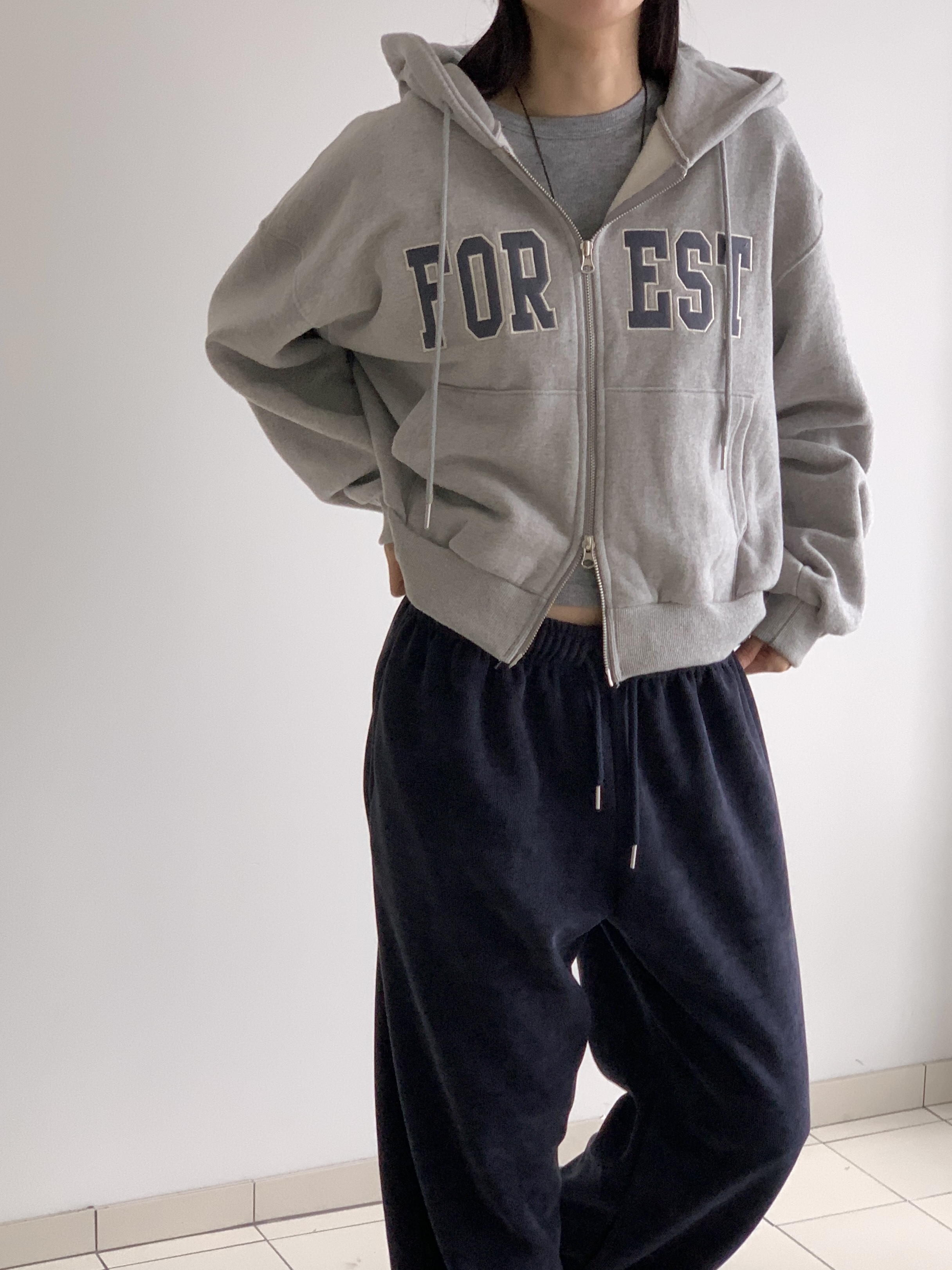 フードダブルジップルーズカラージップパーカー | 詳細画像2