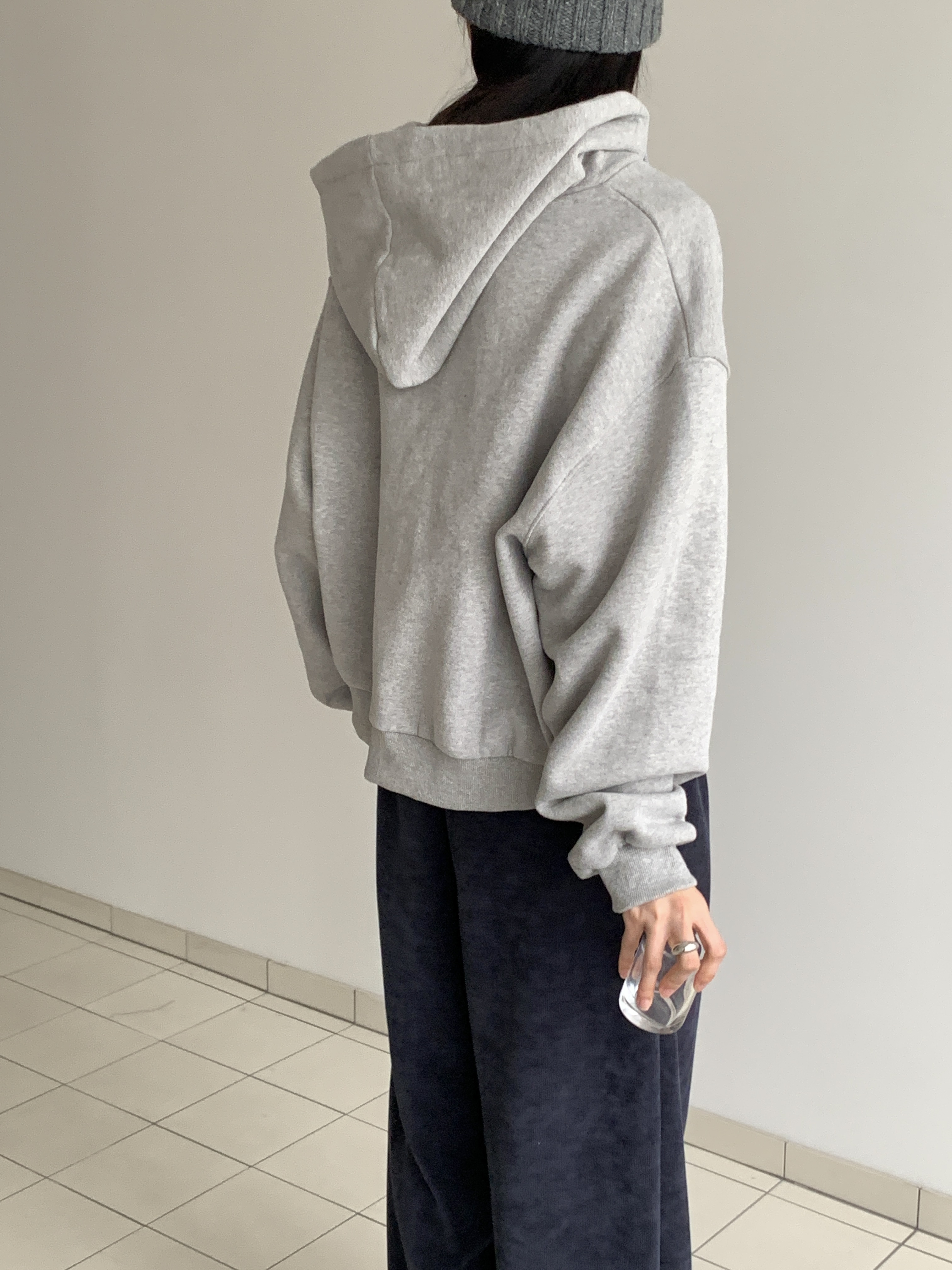 フードダブルジップルーズカラージップパーカー | 詳細画像9