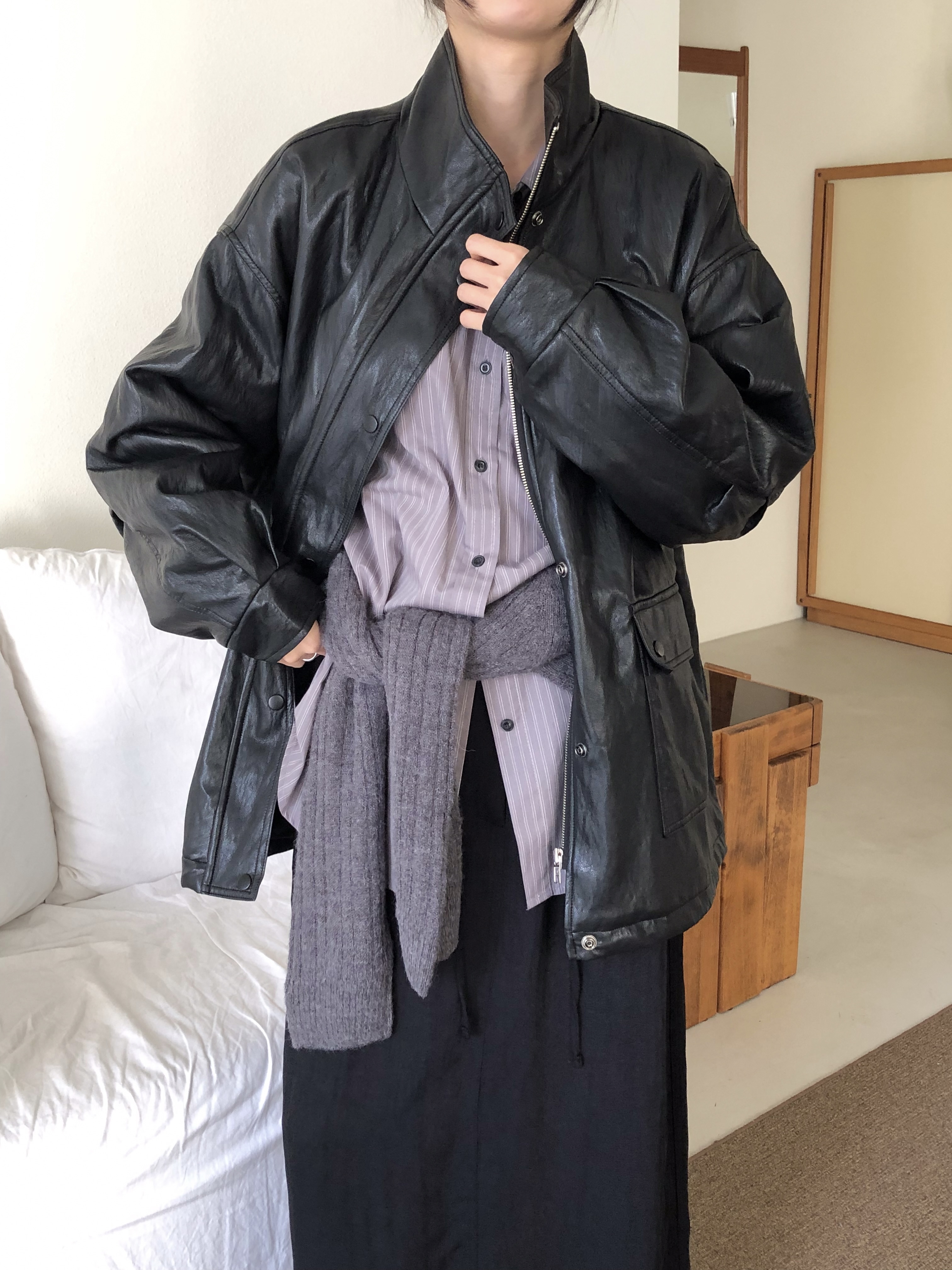 ファー裏地ジップアップオーバーサイズジャンパー | 詳細画像2