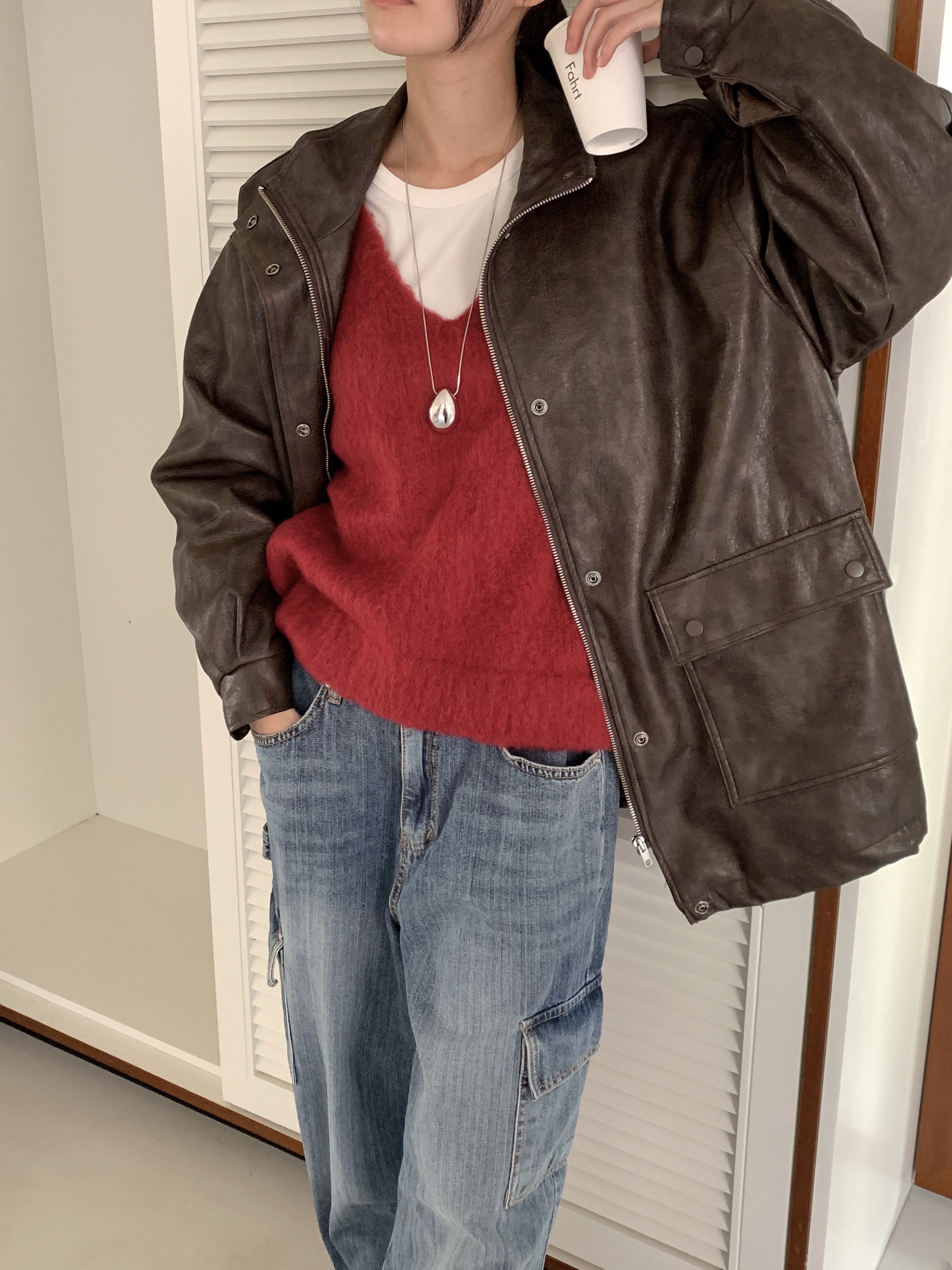 ファー裏地ジップアップオーバーサイズジャンパー | 詳細画像17