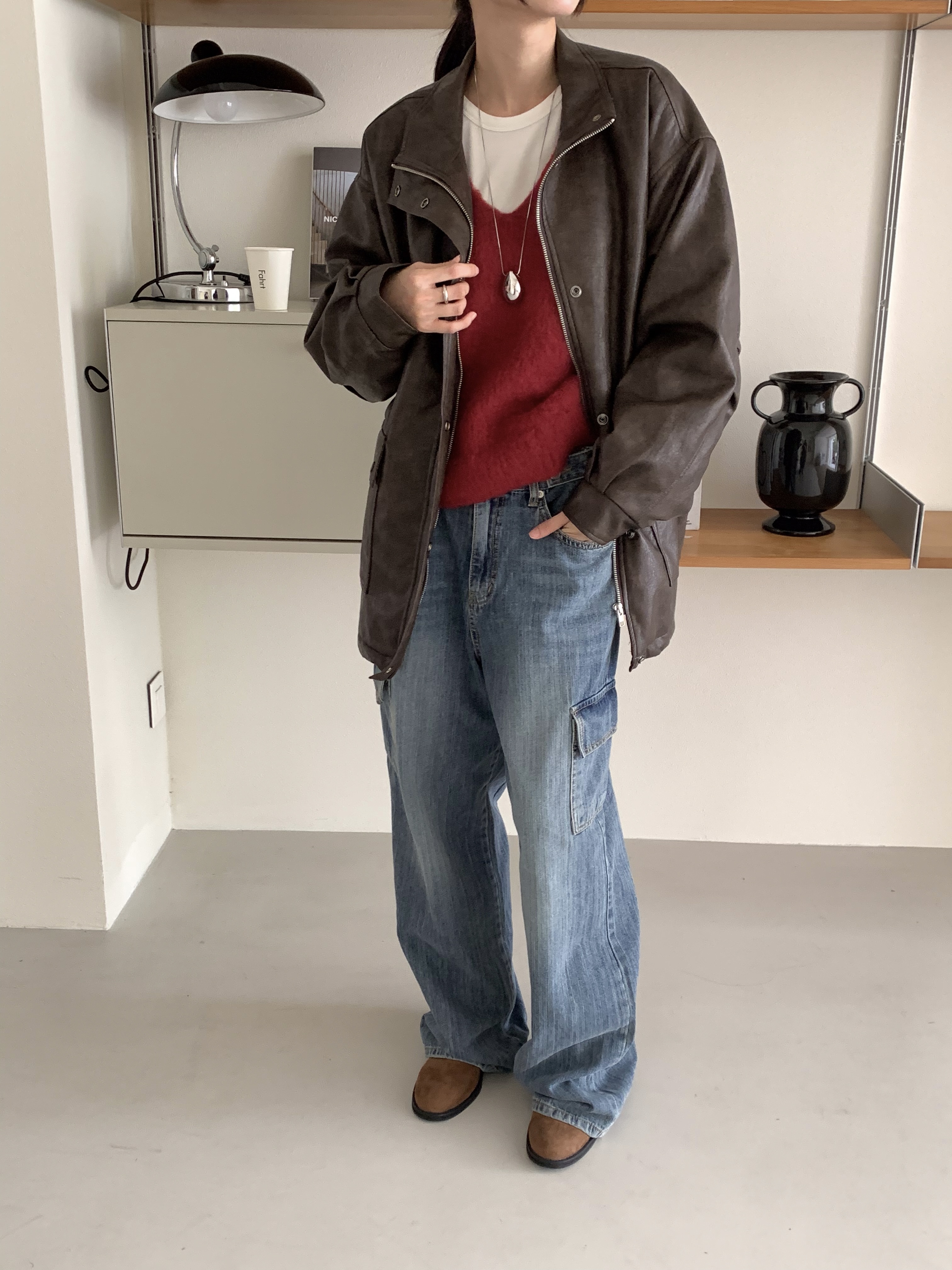 ファー裏地ジップアップオーバーサイズジャンパー | 詳細画像13