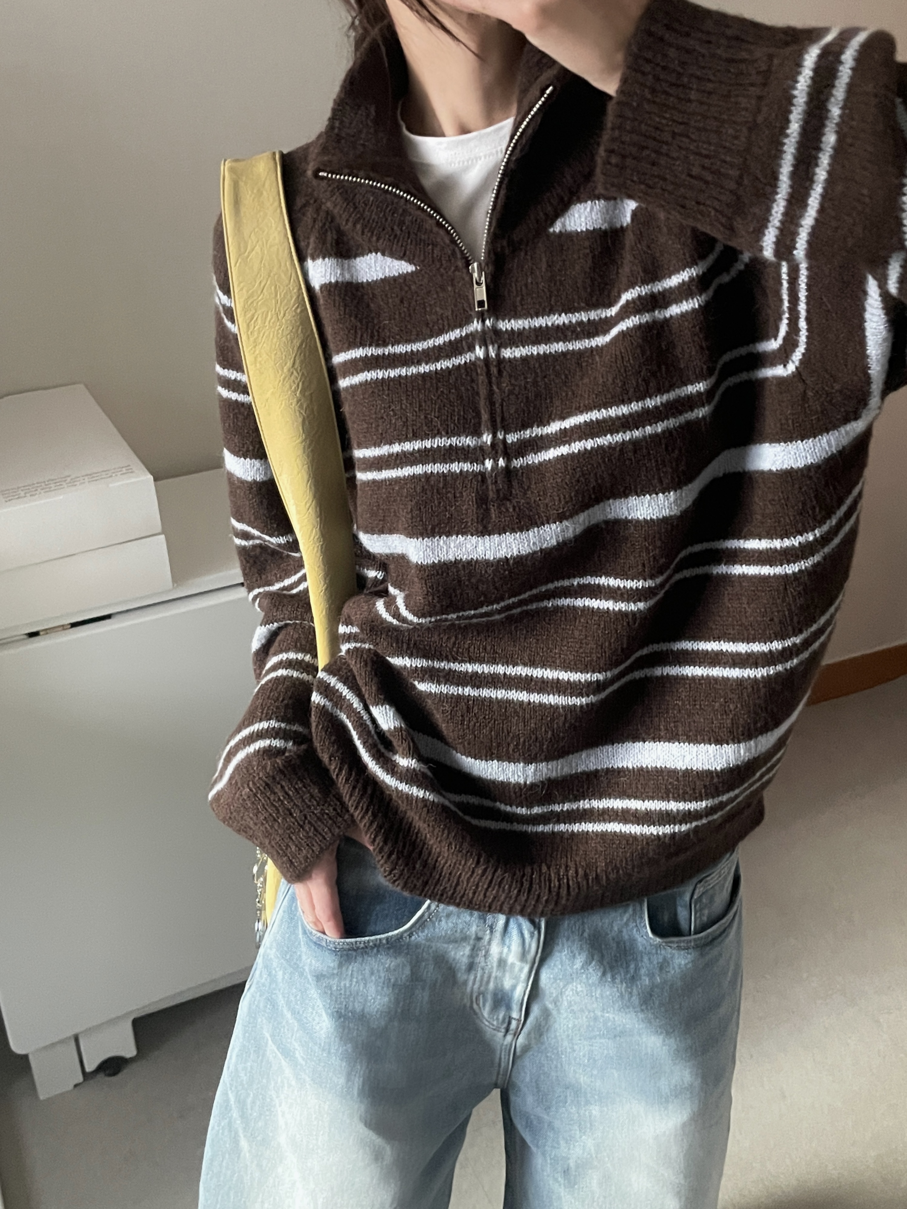 ハーフジップオーバーサイズボーダーニット | 詳細画像8