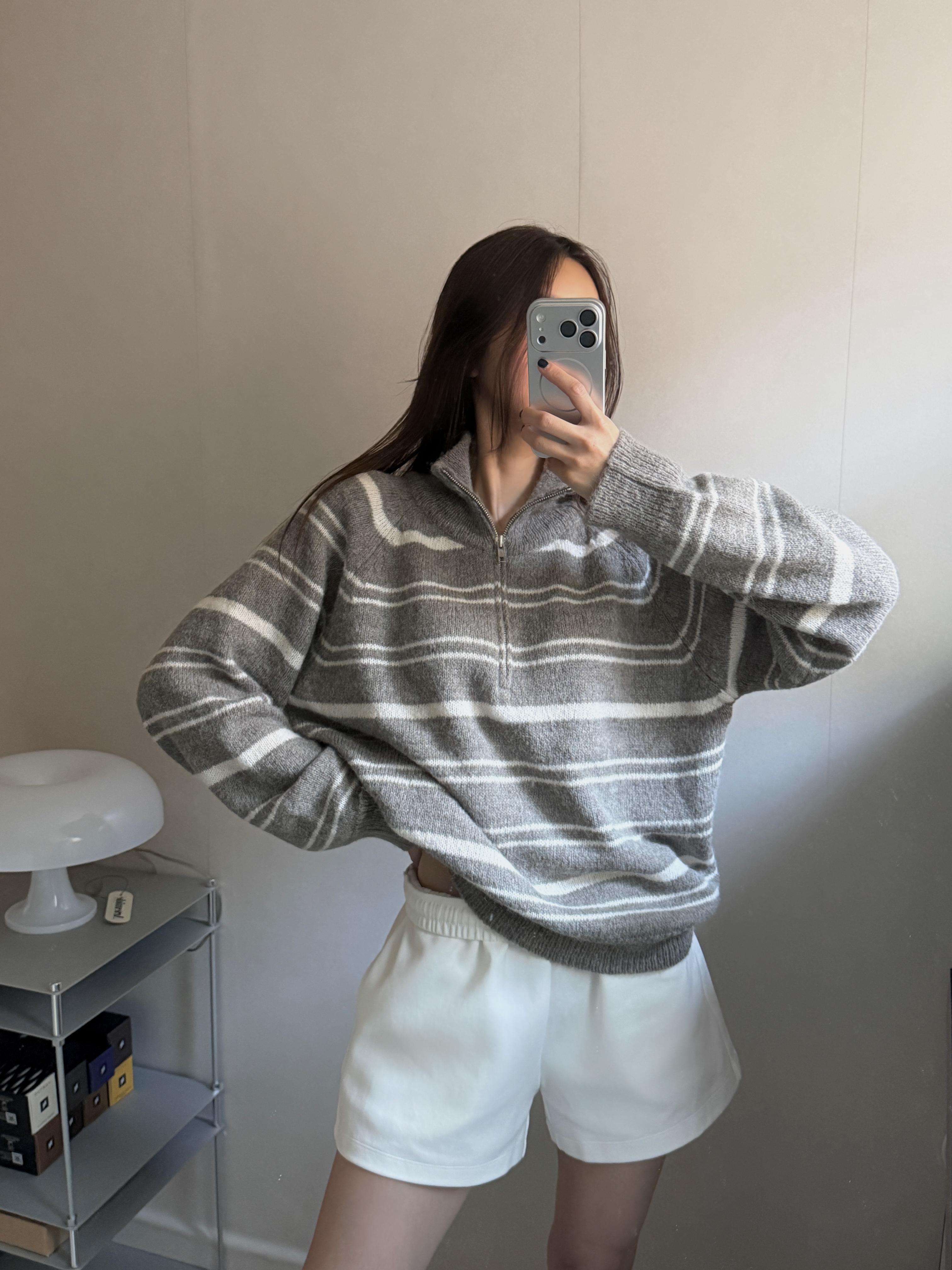 ハーフジップオーバーサイズボーダーニット | 詳細画像3