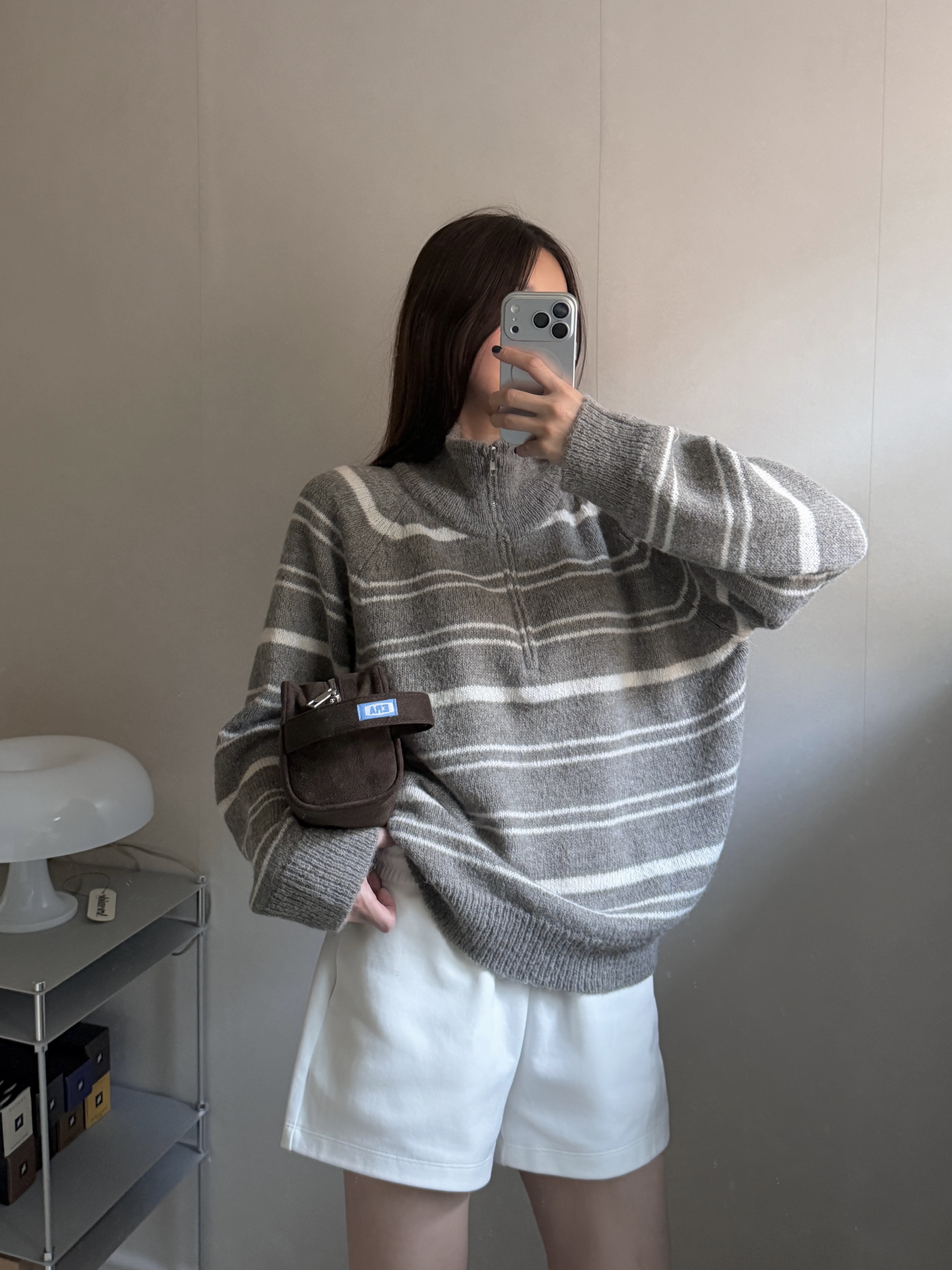 ハーフジップオーバーサイズボーダーニット | 詳細画像4