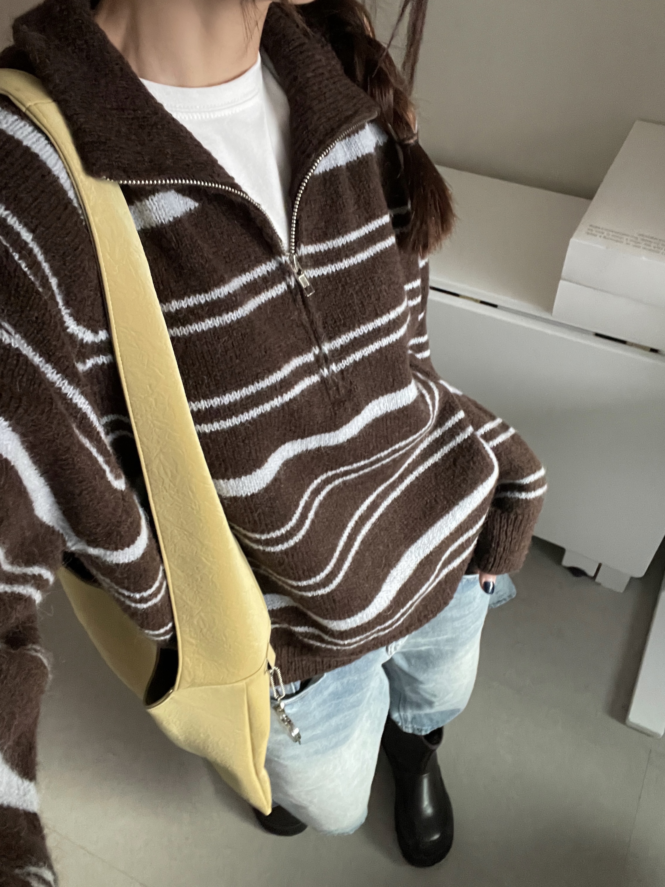 ハーフジップオーバーサイズボーダーニット | 詳細画像7