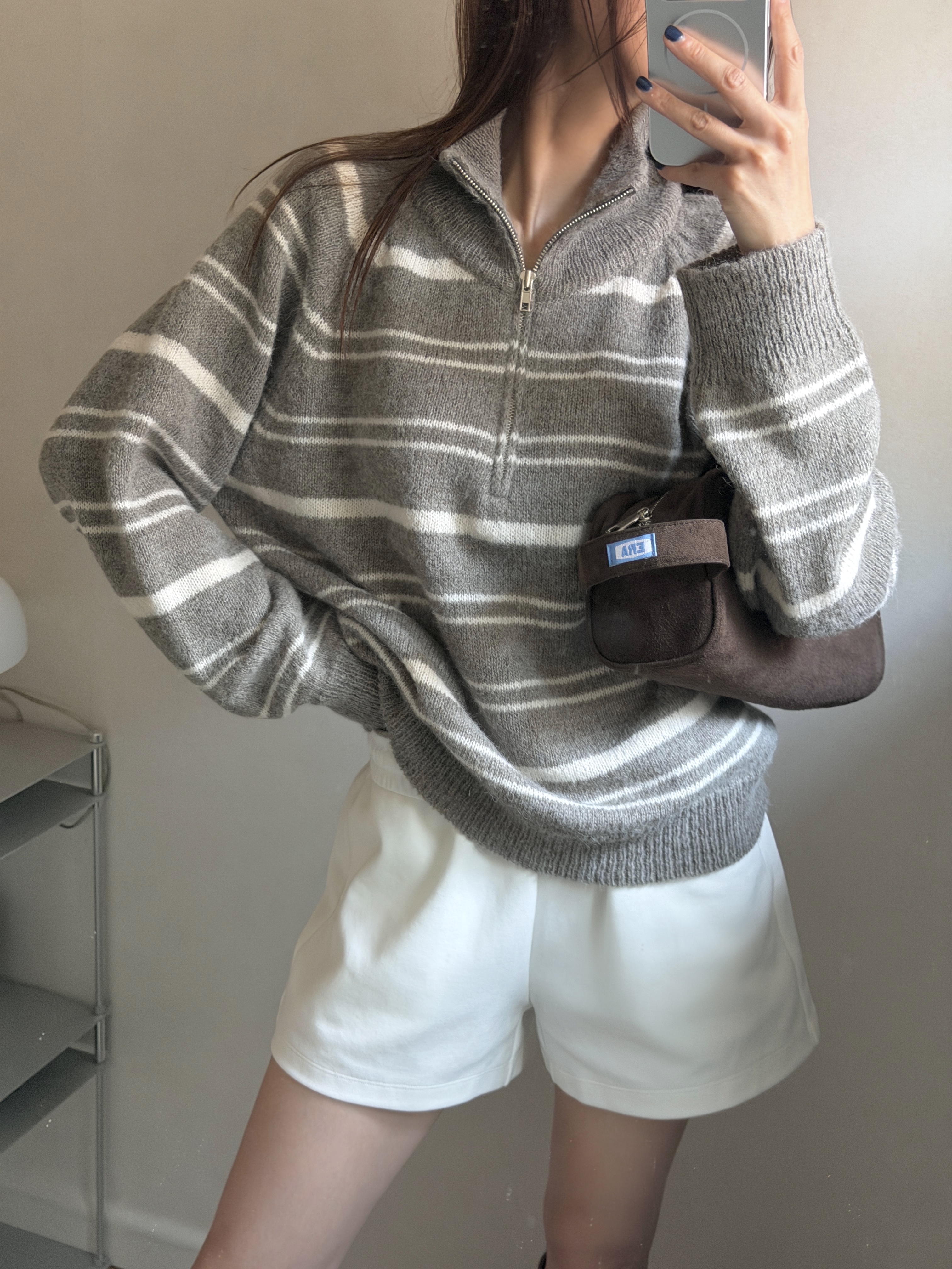 ハーフジップオーバーサイズボーダーニット | 詳細画像2