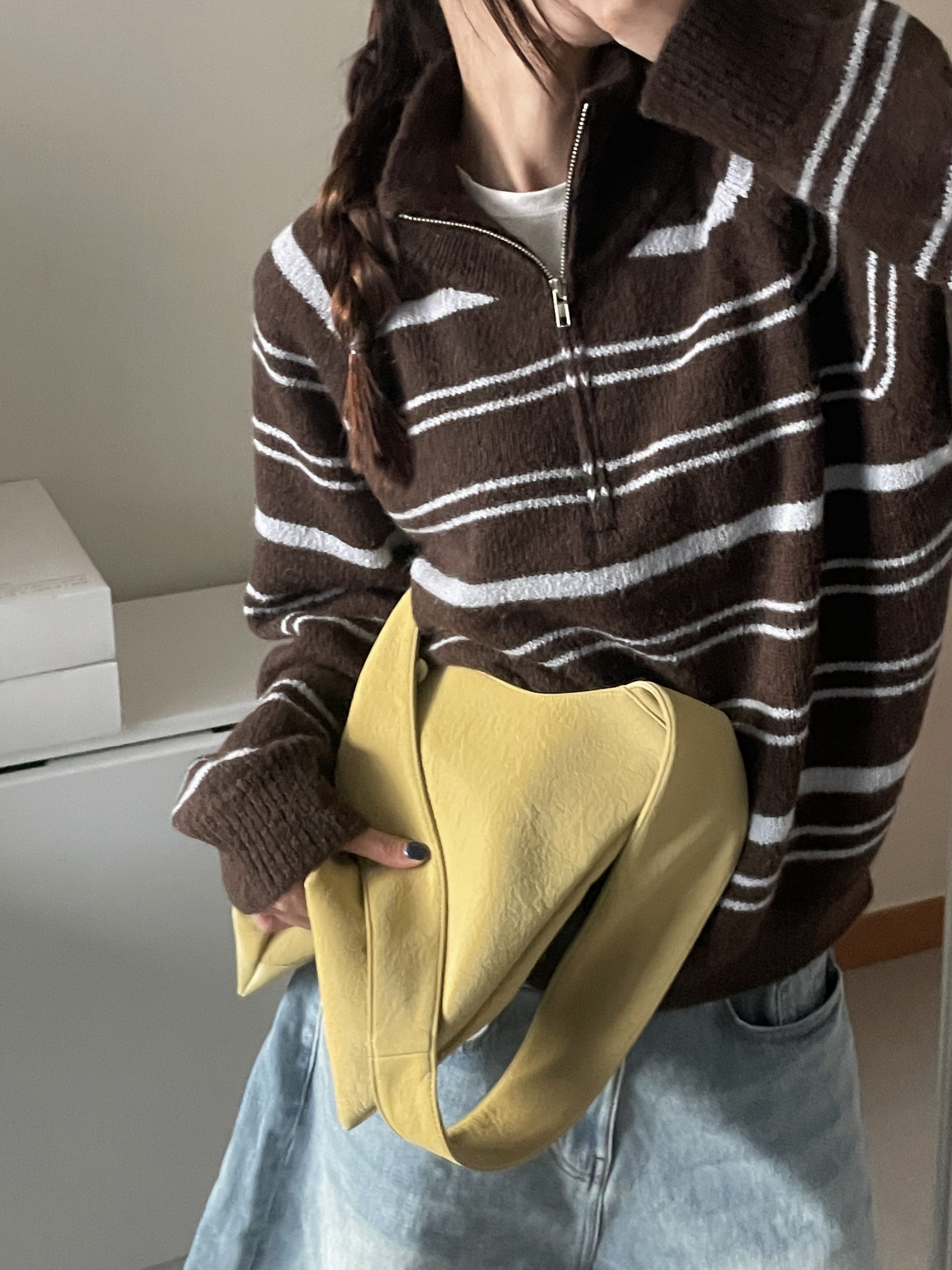 ハーフジップオーバーサイズボーダーニット | 詳細画像12