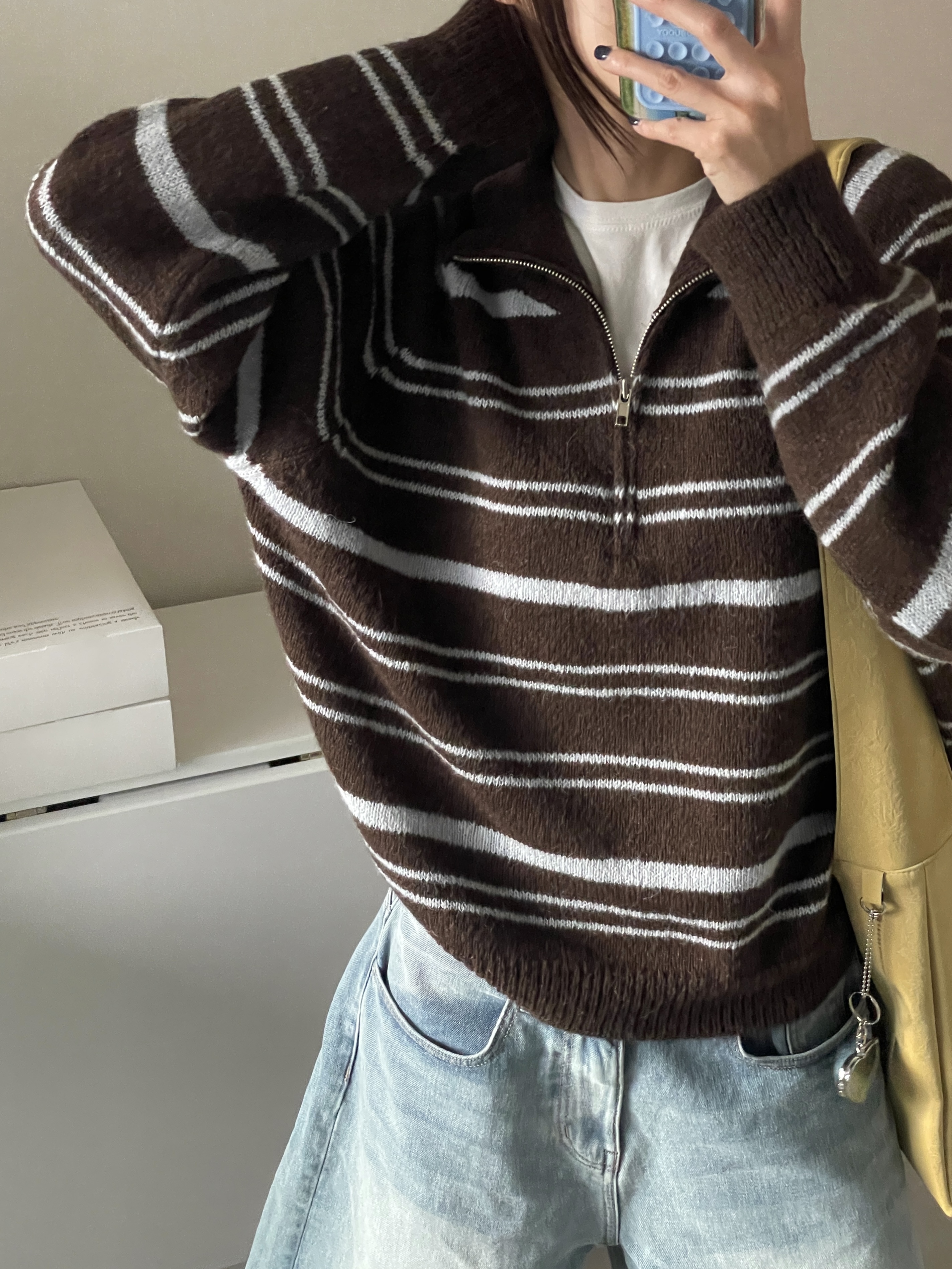 ハーフジップオーバーサイズボーダーニット | 詳細画像6