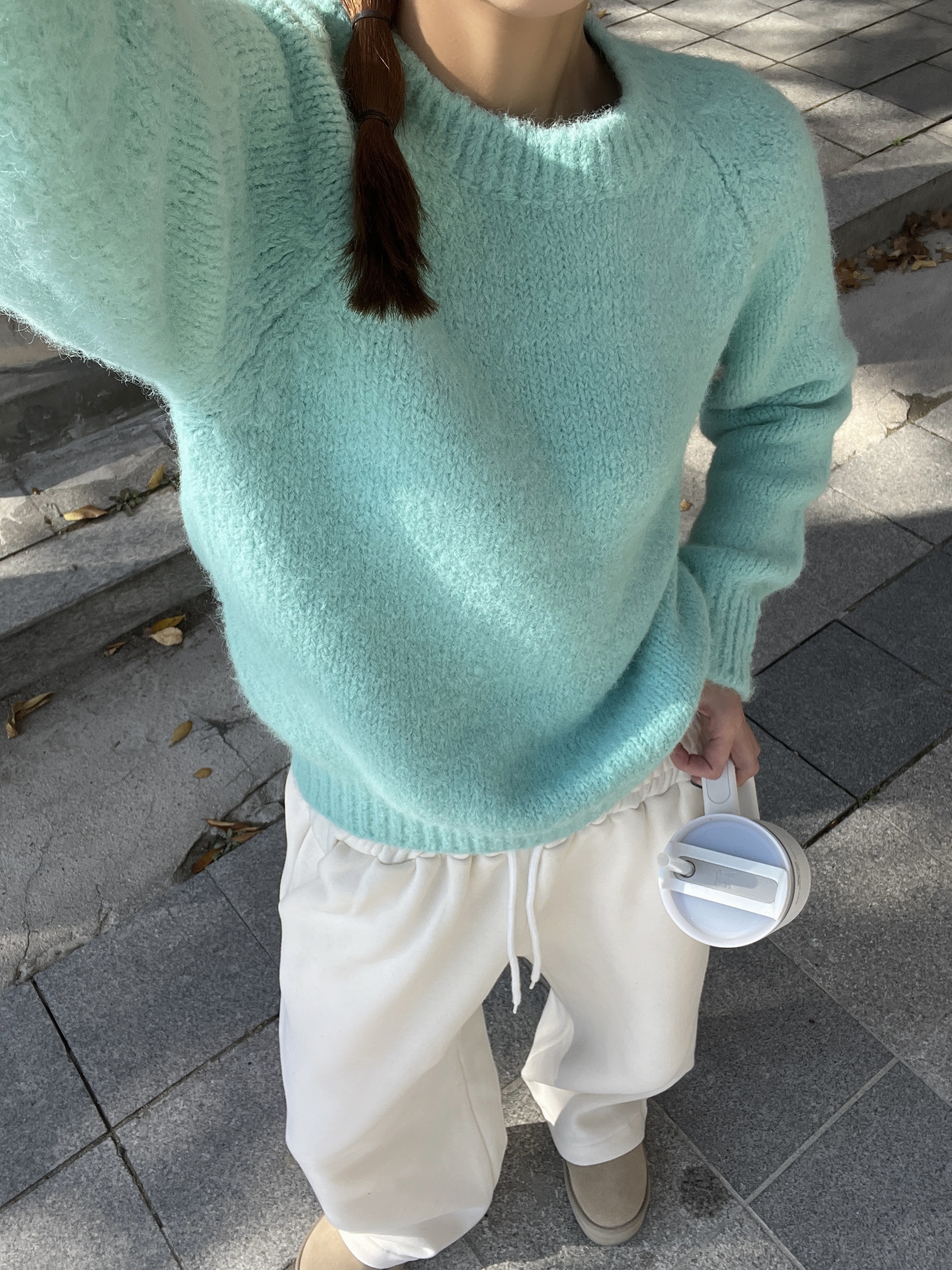 ラウンドネック無地カラーニット | 詳細画像3