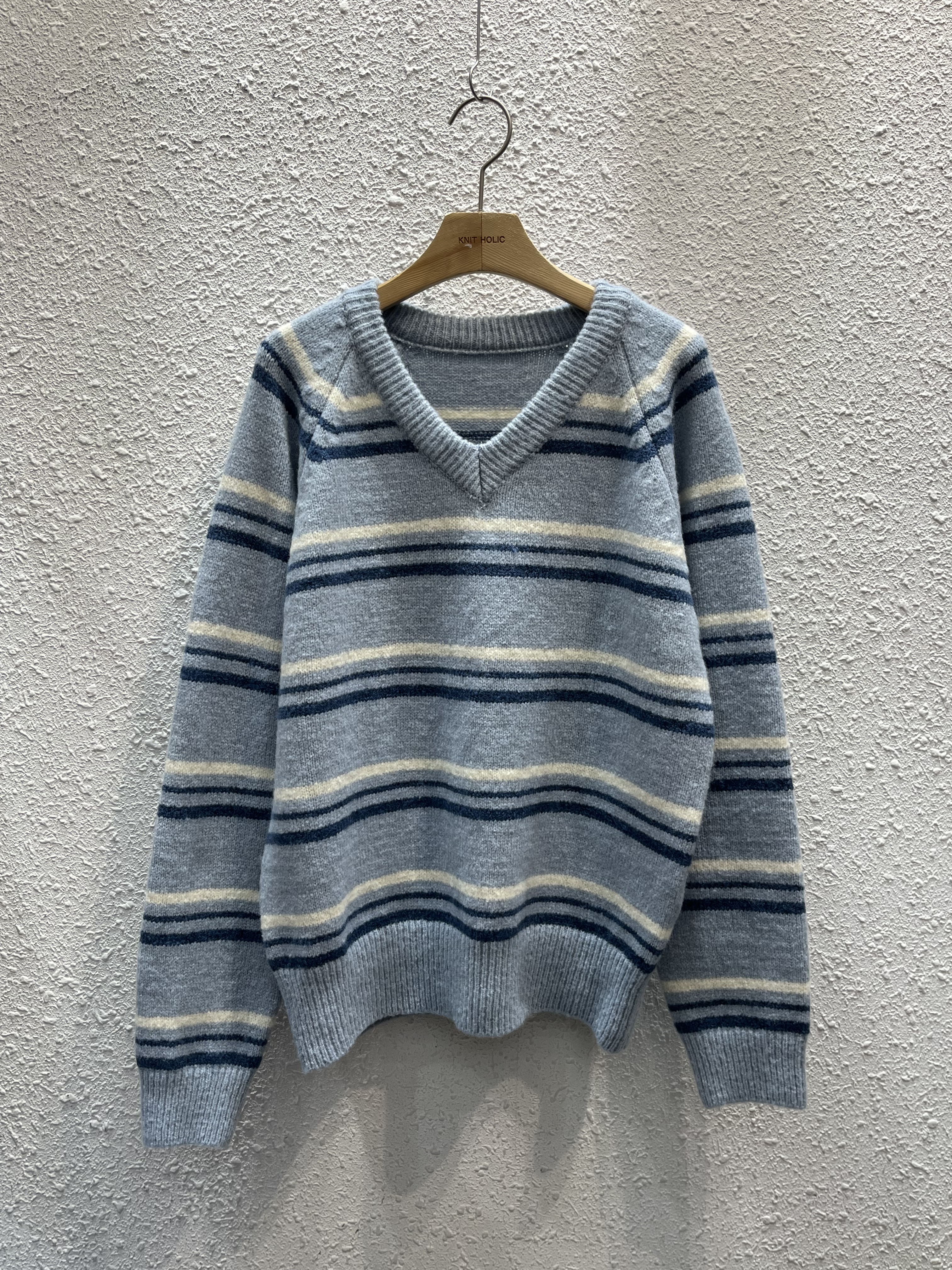 Vネックボーダーカラーニット | 詳細画像11