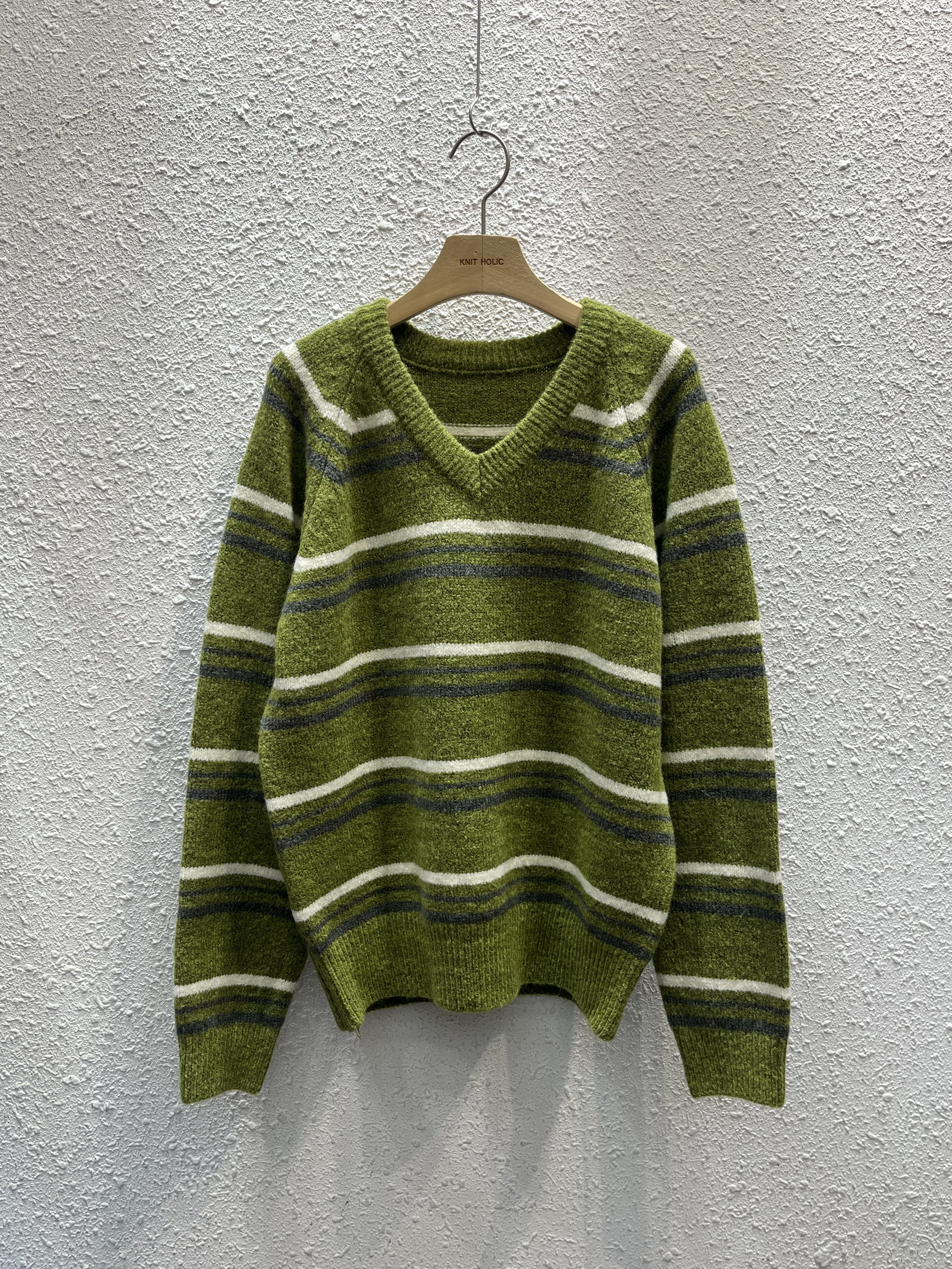 Vネックボーダーカラーニット | 詳細画像10