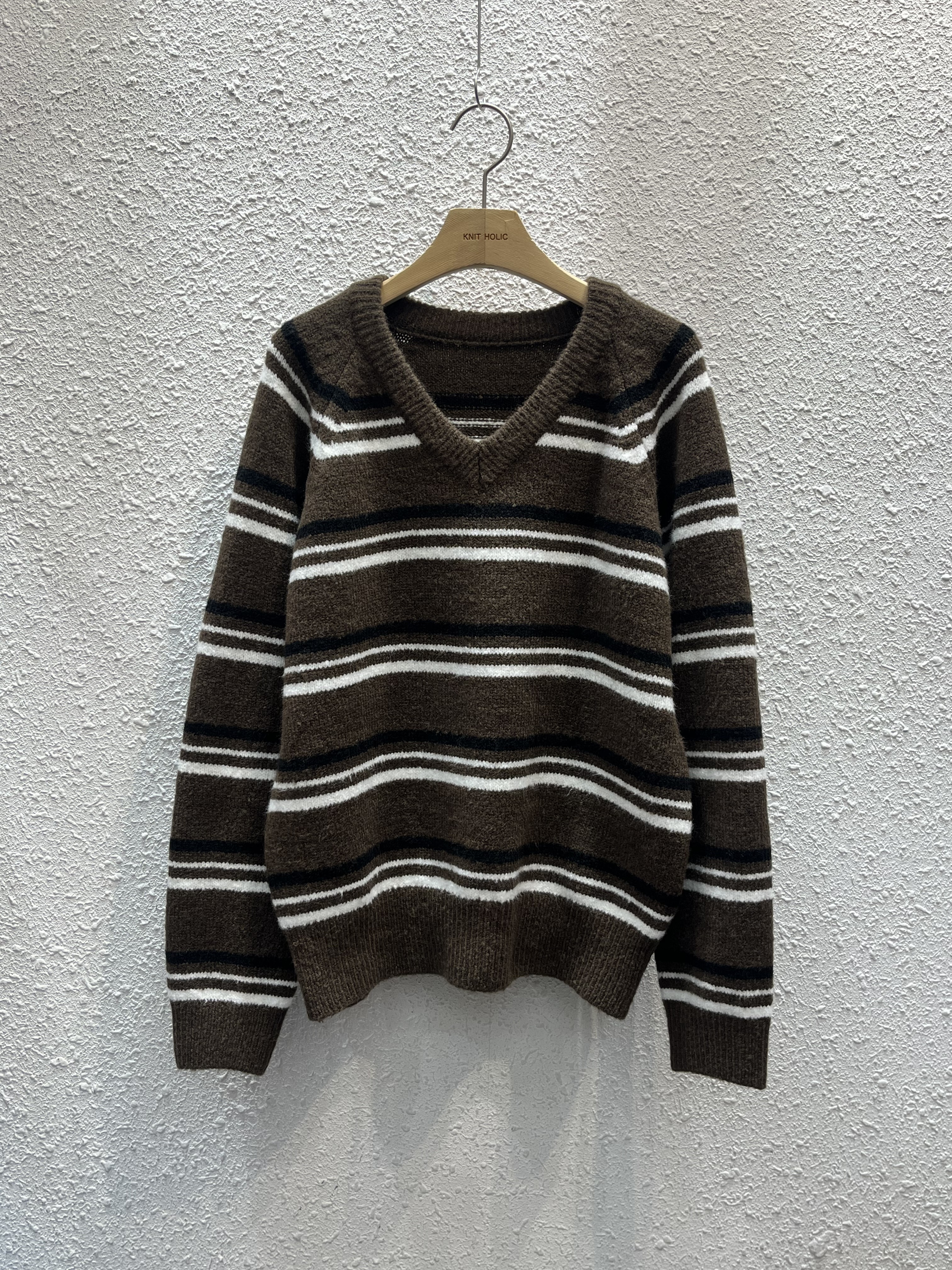 Vネックボーダーカラーニット | 詳細画像12