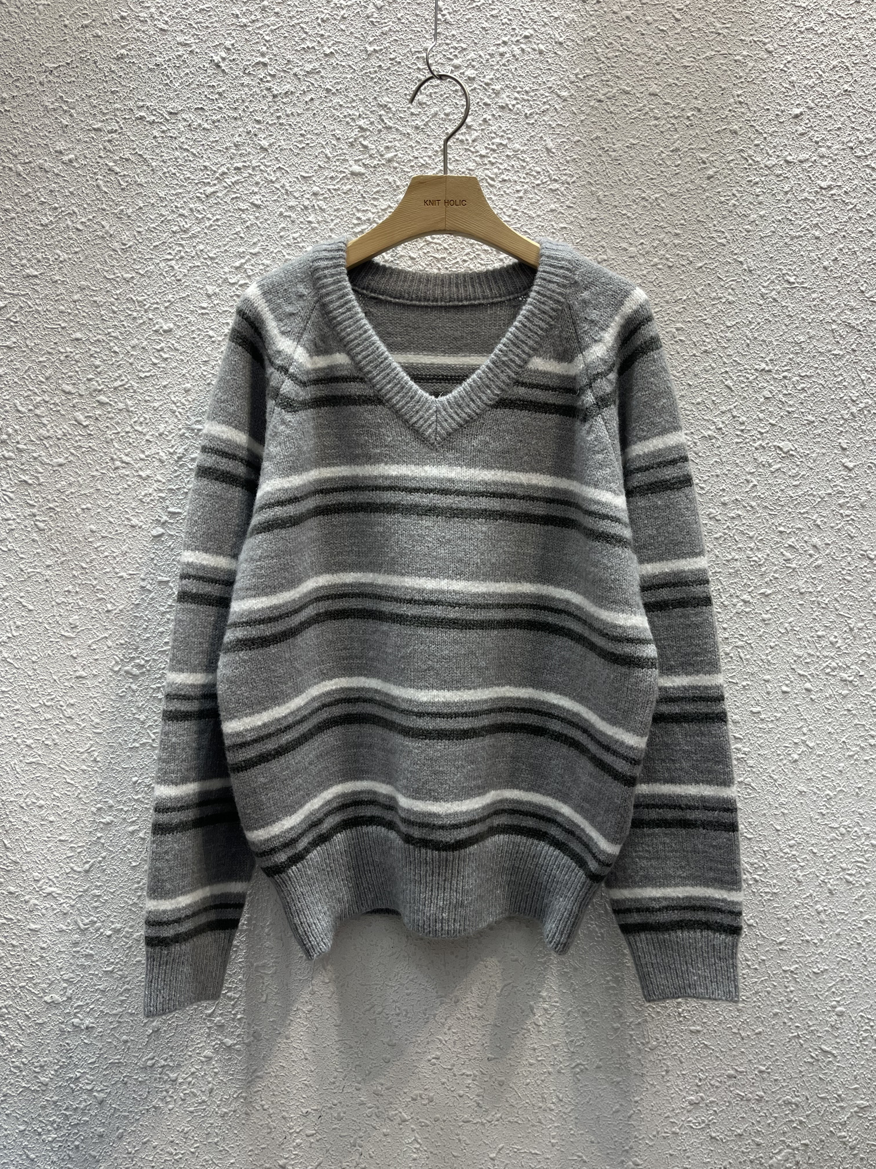 Vネックボーダーカラーニット | 詳細画像9