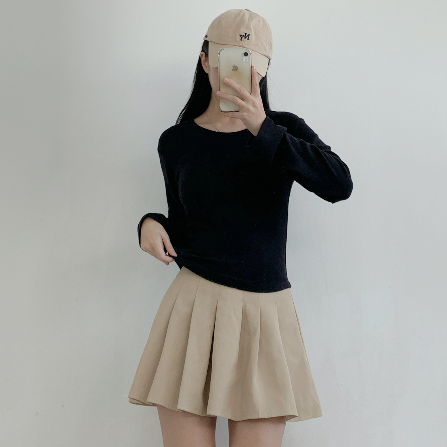 ウール混アンゴラ混Uネックシンプルベーシックスリム長袖無地Tシャツ | 詳細画像17