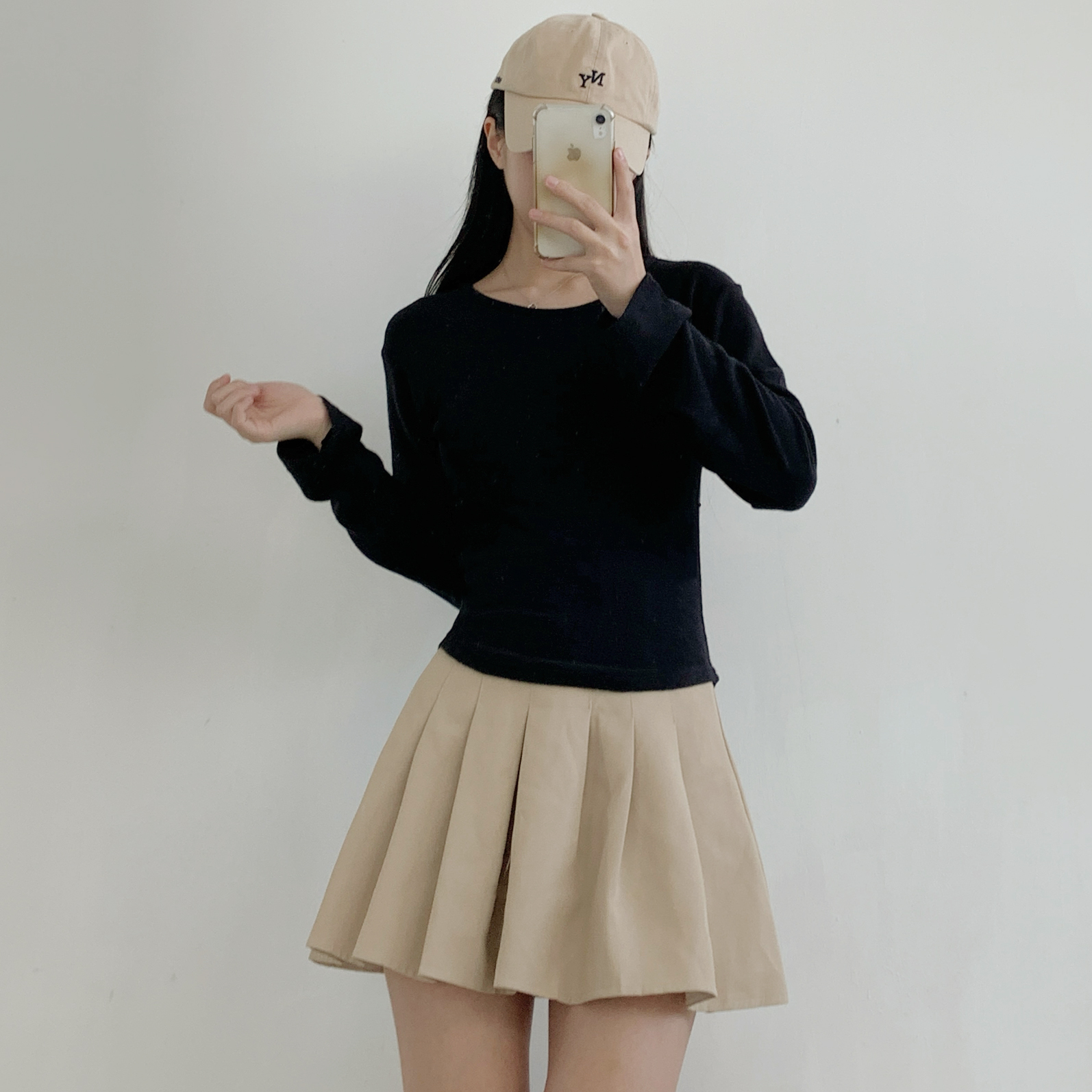 ウール混アンゴラ混Uネックシンプルベーシックスリム長袖無地Tシャツ | 詳細画像15