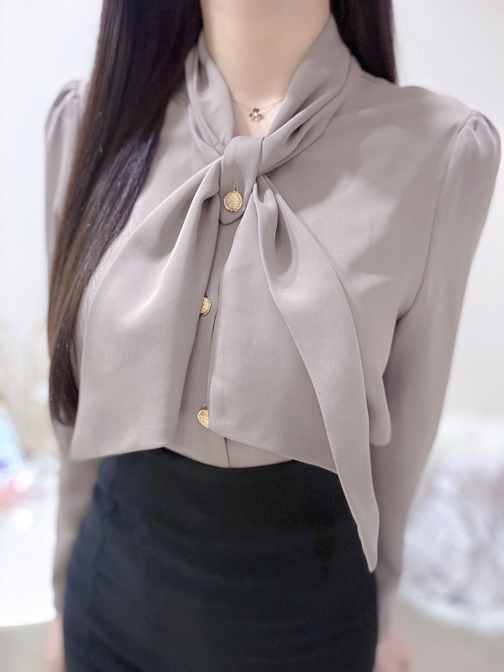 ボウタイゴールドボタンブラウス | 詳細画像4