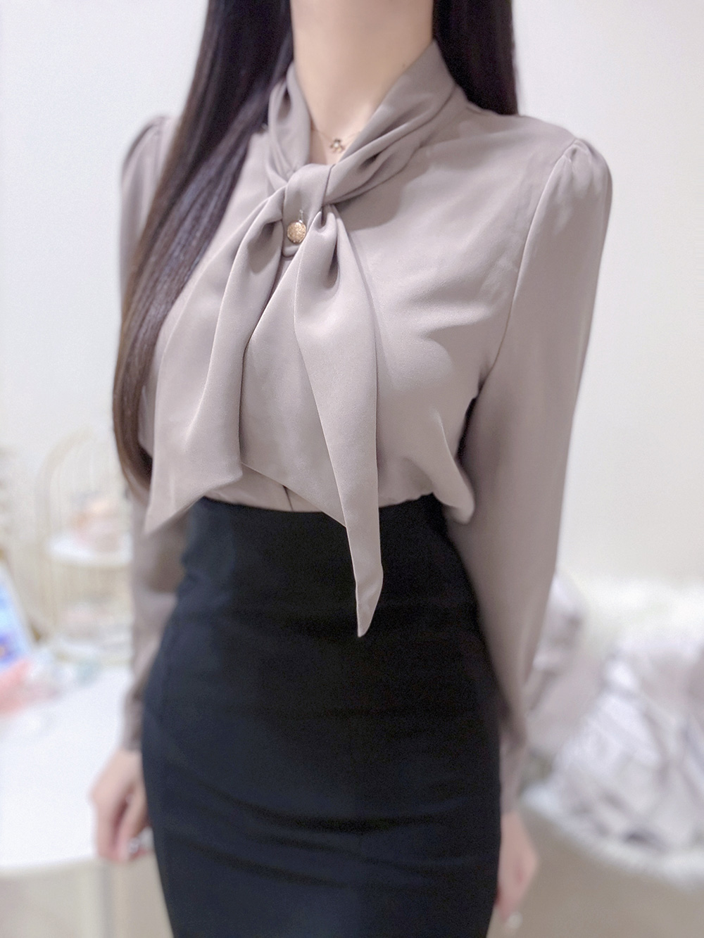 ボウタイゴールドボタンブラウス | 詳細画像9