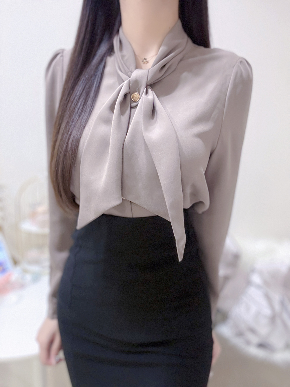 ボウタイゴールドボタンブラウス | 詳細画像11