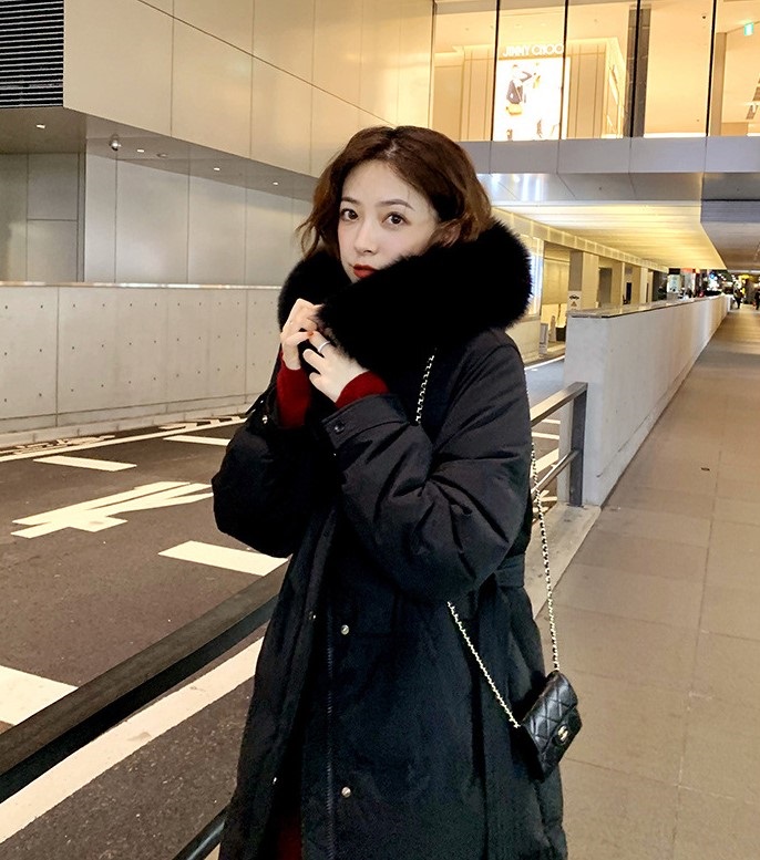 ダックダウンフードロングダウンジャケットベルト付 | 詳細画像3