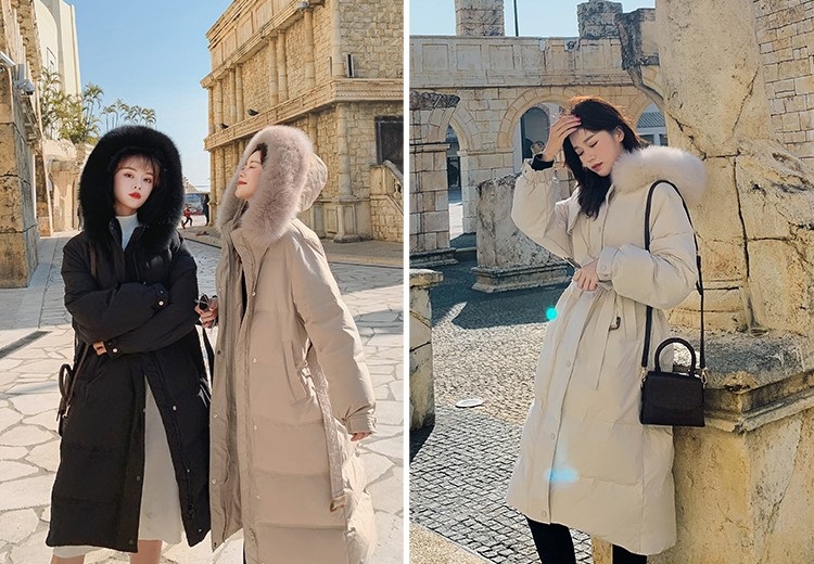 ダックダウンフードロングダウンジャケットベルト付 | 詳細画像5