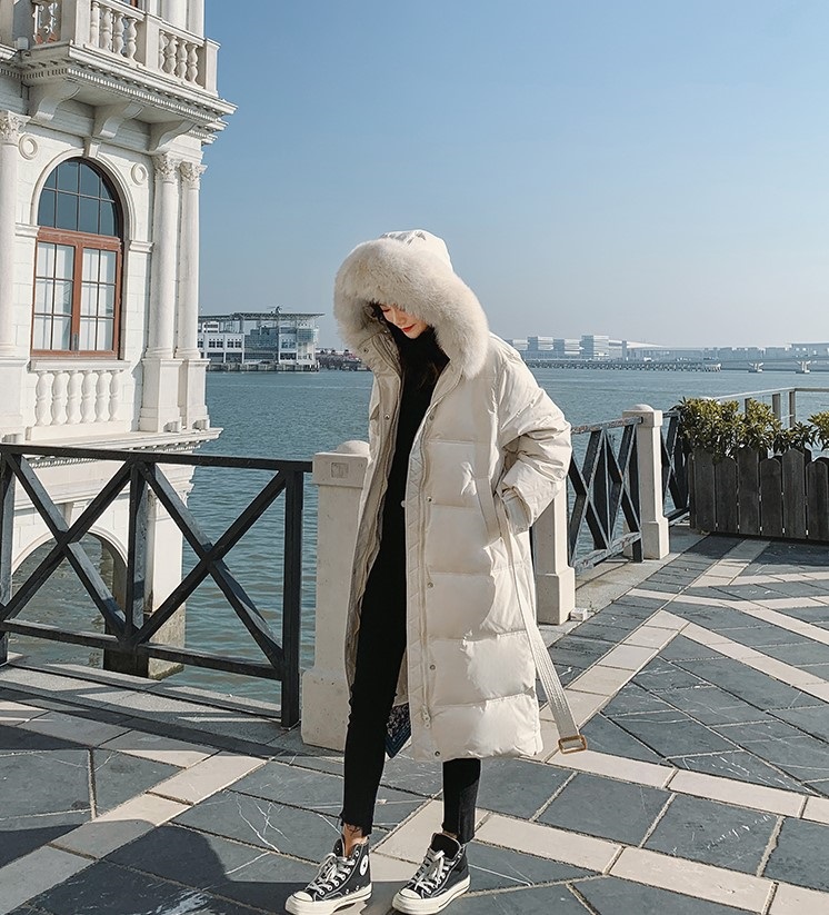 ダックダウンフードロングダウンジャケットベルト付 | 詳細画像8