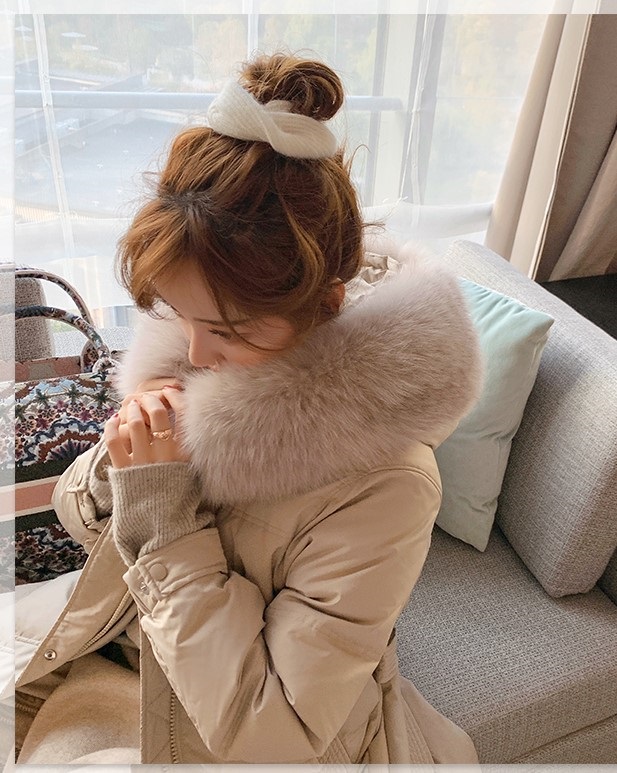 ダックダウンフードロングダウンジャケットベルト付 | 詳細画像12