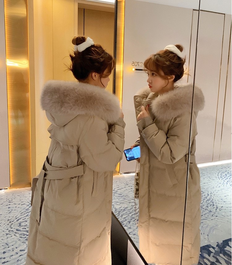 ダックダウンフードロングダウンジャケットベルト付 | 詳細画像13