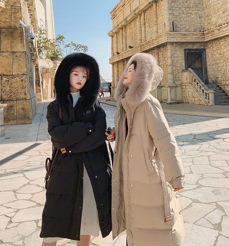 ダックダウンフードロングダウンジャケットベルト付 | 詳細画像14