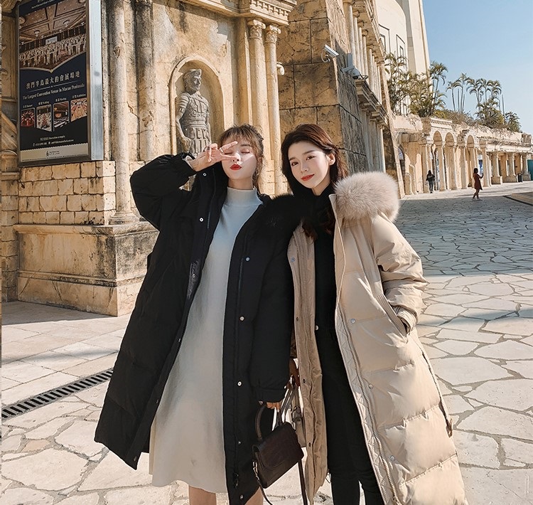 ダックダウンフードロングダウンジャケットベルト付 | 詳細画像15