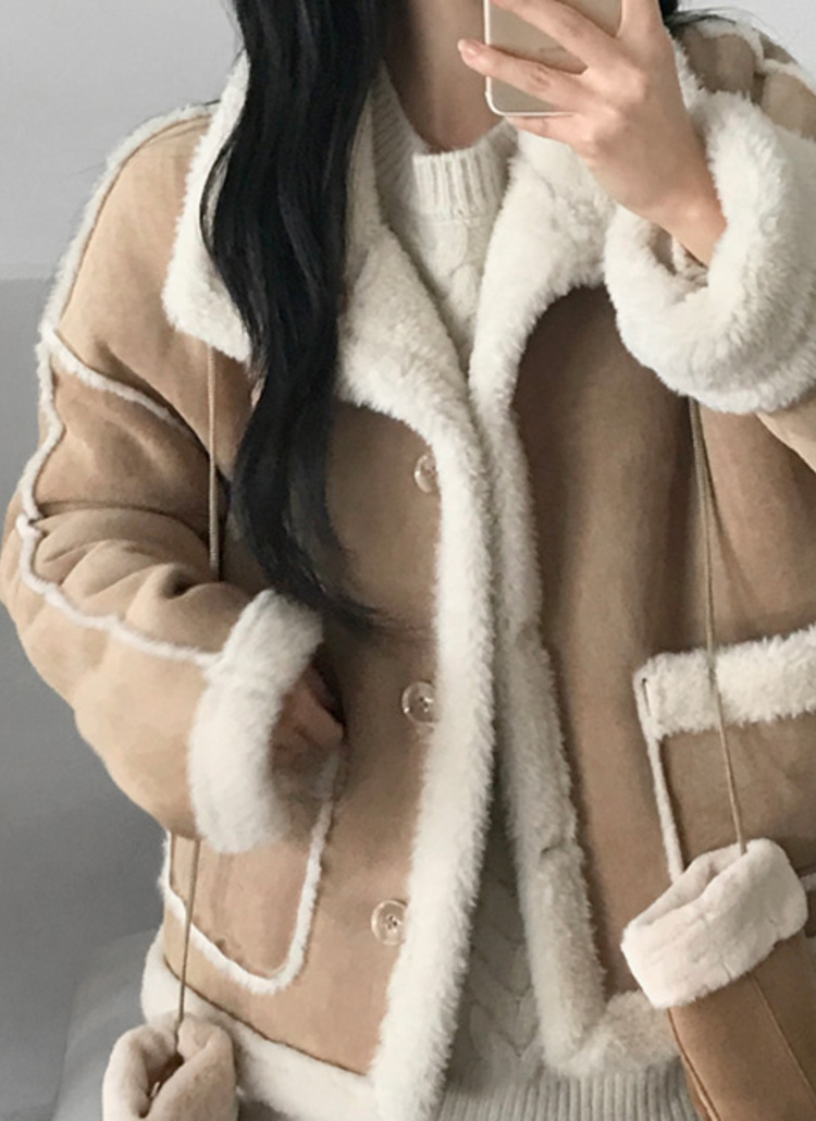 リバーシブル2WAYムートンカラーハイネックツーポケットルーズ