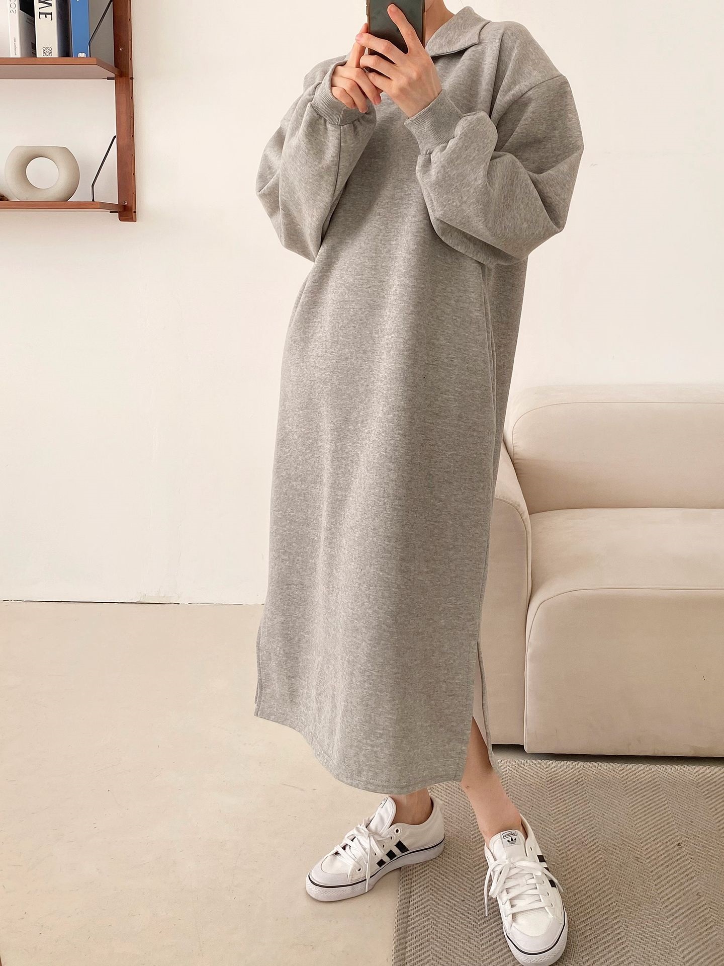 裏起毛カラーロング長袖ワンピーストレーニング | 詳細画像10