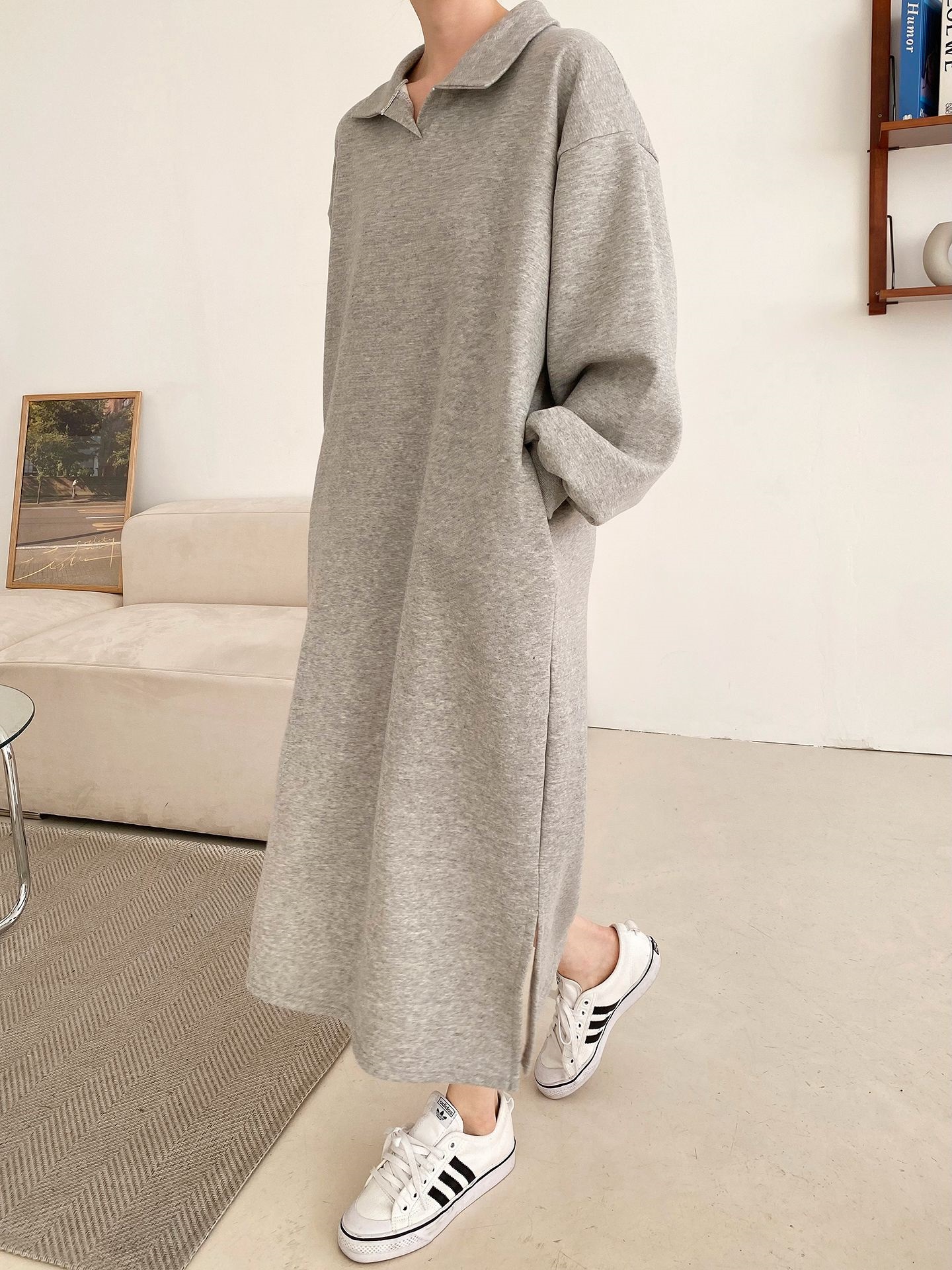 裏起毛カラーロング長袖ワンピーストレーニング | 詳細画像13