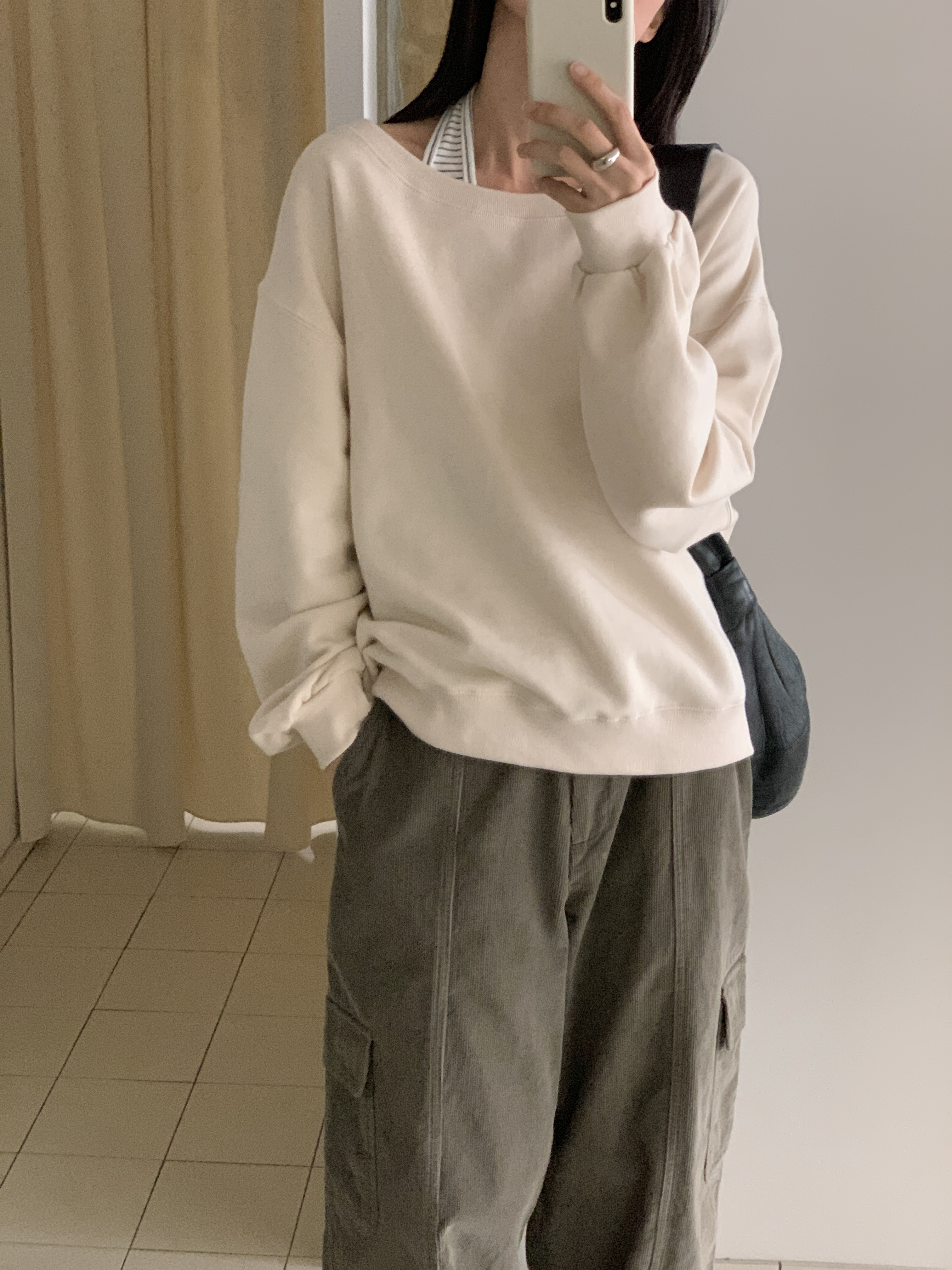 裏起毛ボートネックルーズ長袖スウェット | 詳細画像7