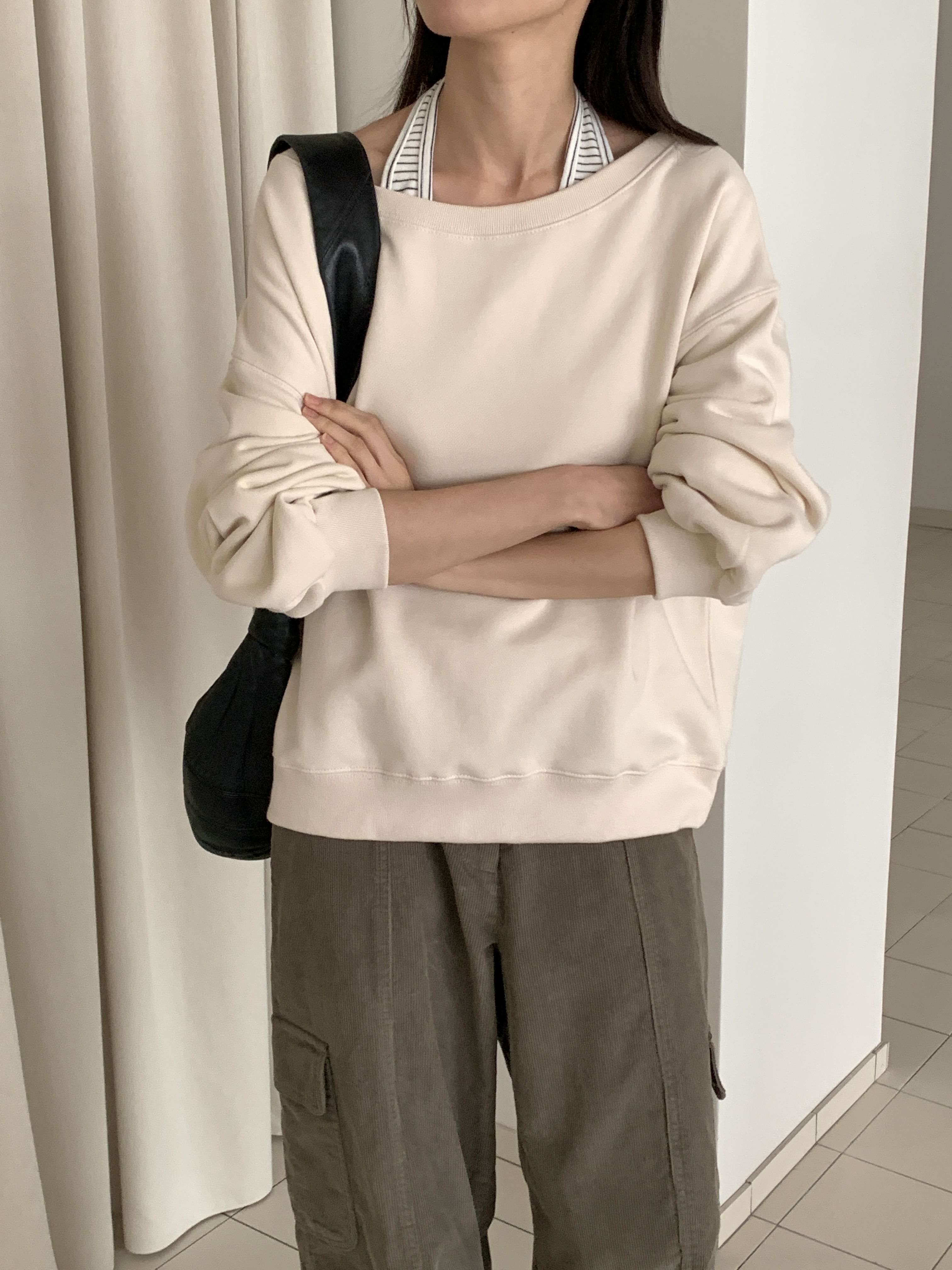 裏起毛ボートネックルーズ長袖スウェット | 詳細画像5