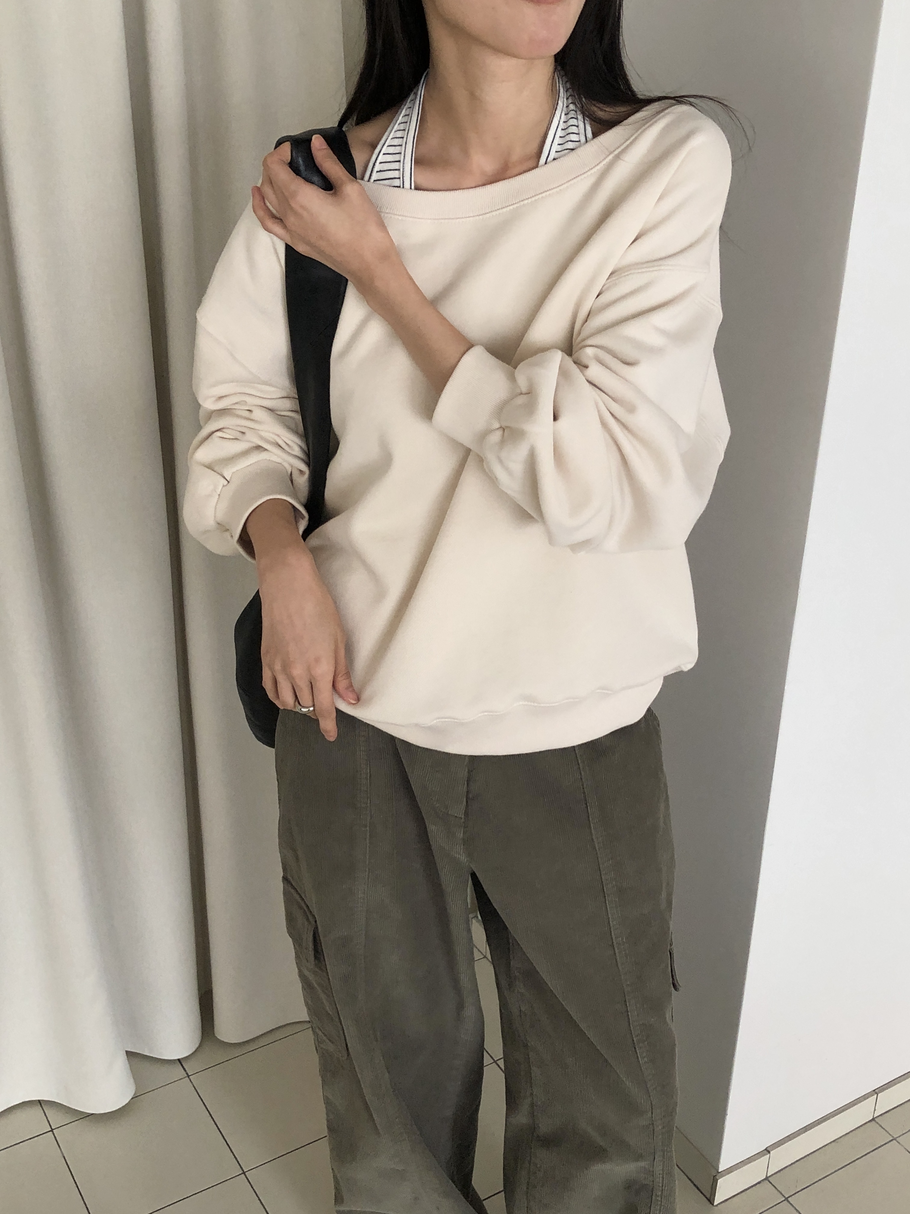 裏起毛ボートネックルーズ長袖スウェット | 詳細画像6