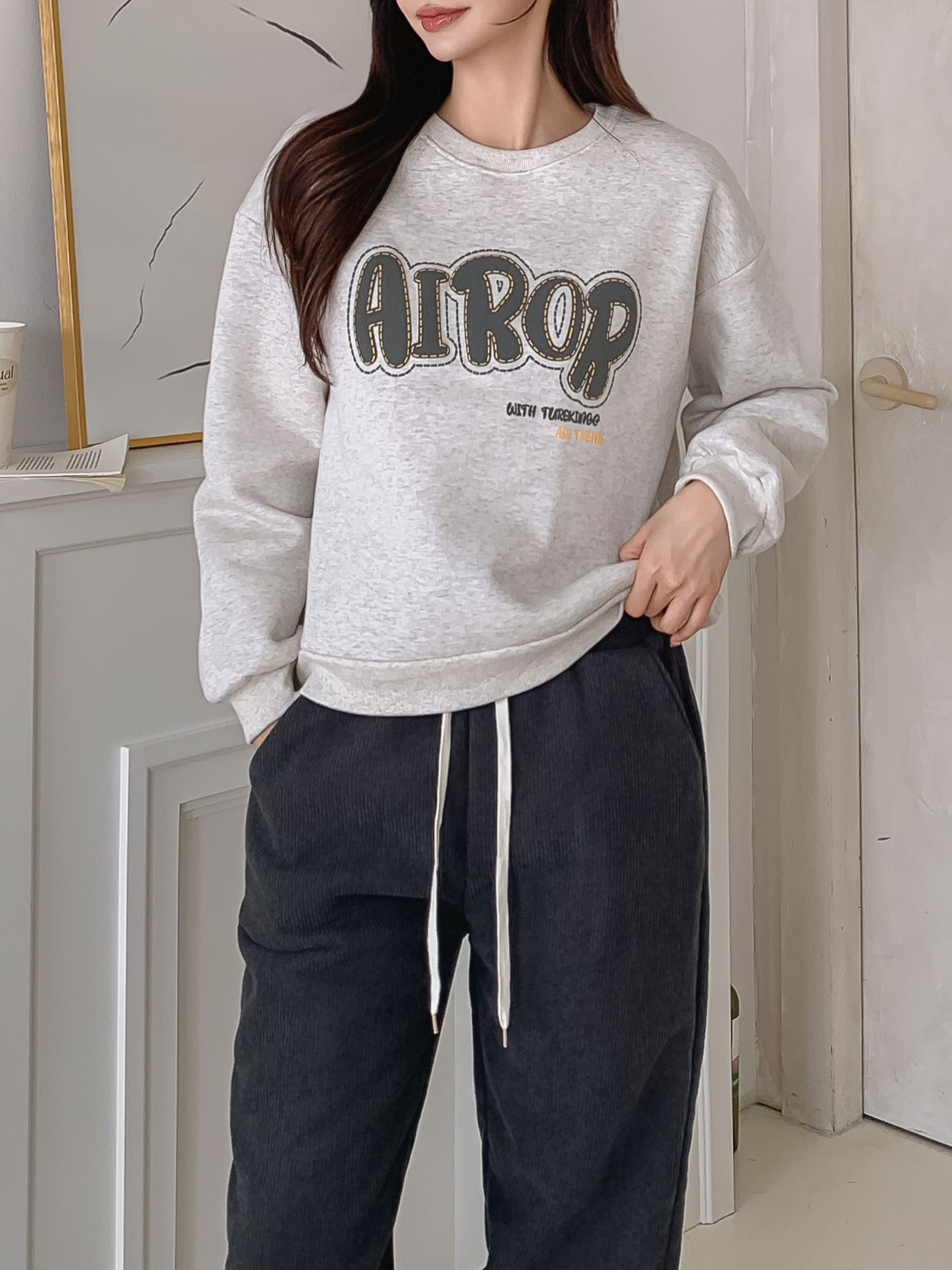 裏起毛ラウンドネックルーズ長袖ロゴスウェット | 詳細画像3