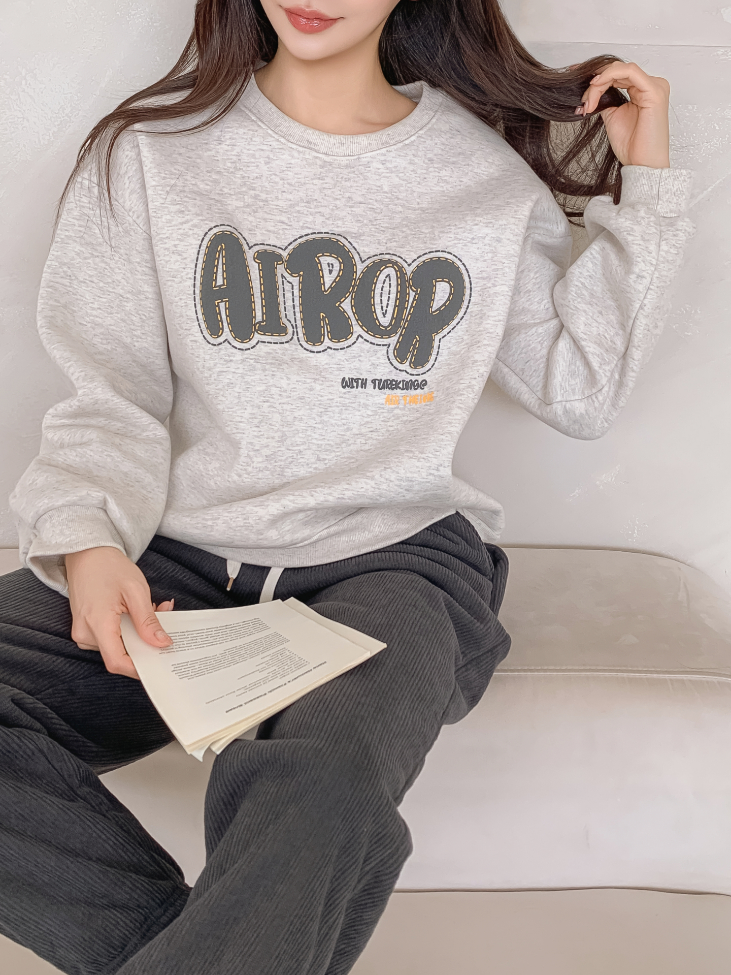 裏起毛ラウンドネックルーズ長袖ロゴスウェット | 詳細画像12