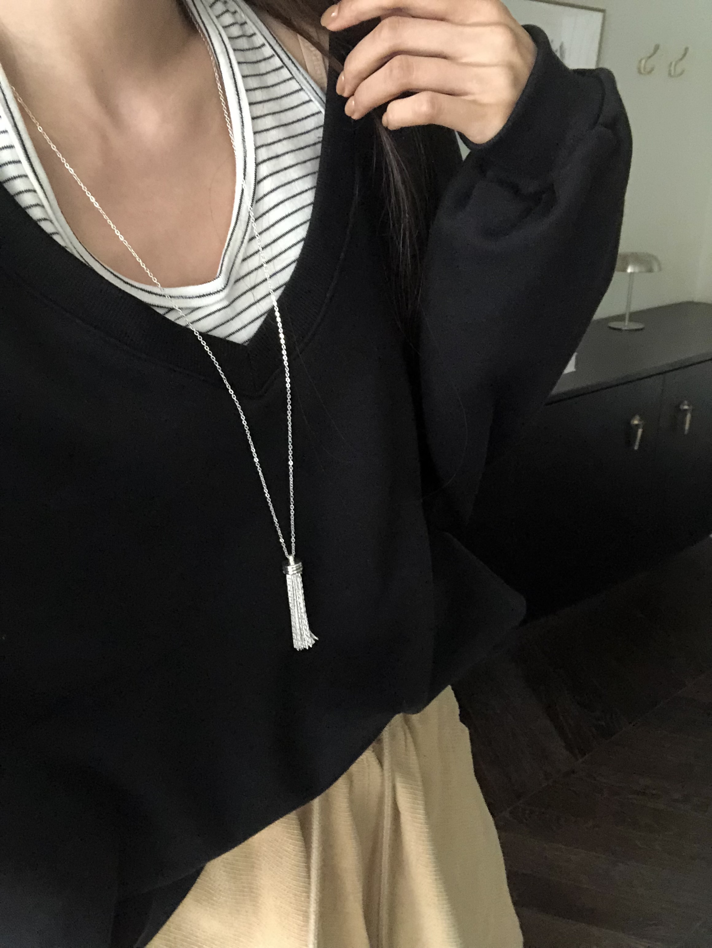 裏起毛Vネックルーズ長袖スウェット | 詳細画像6