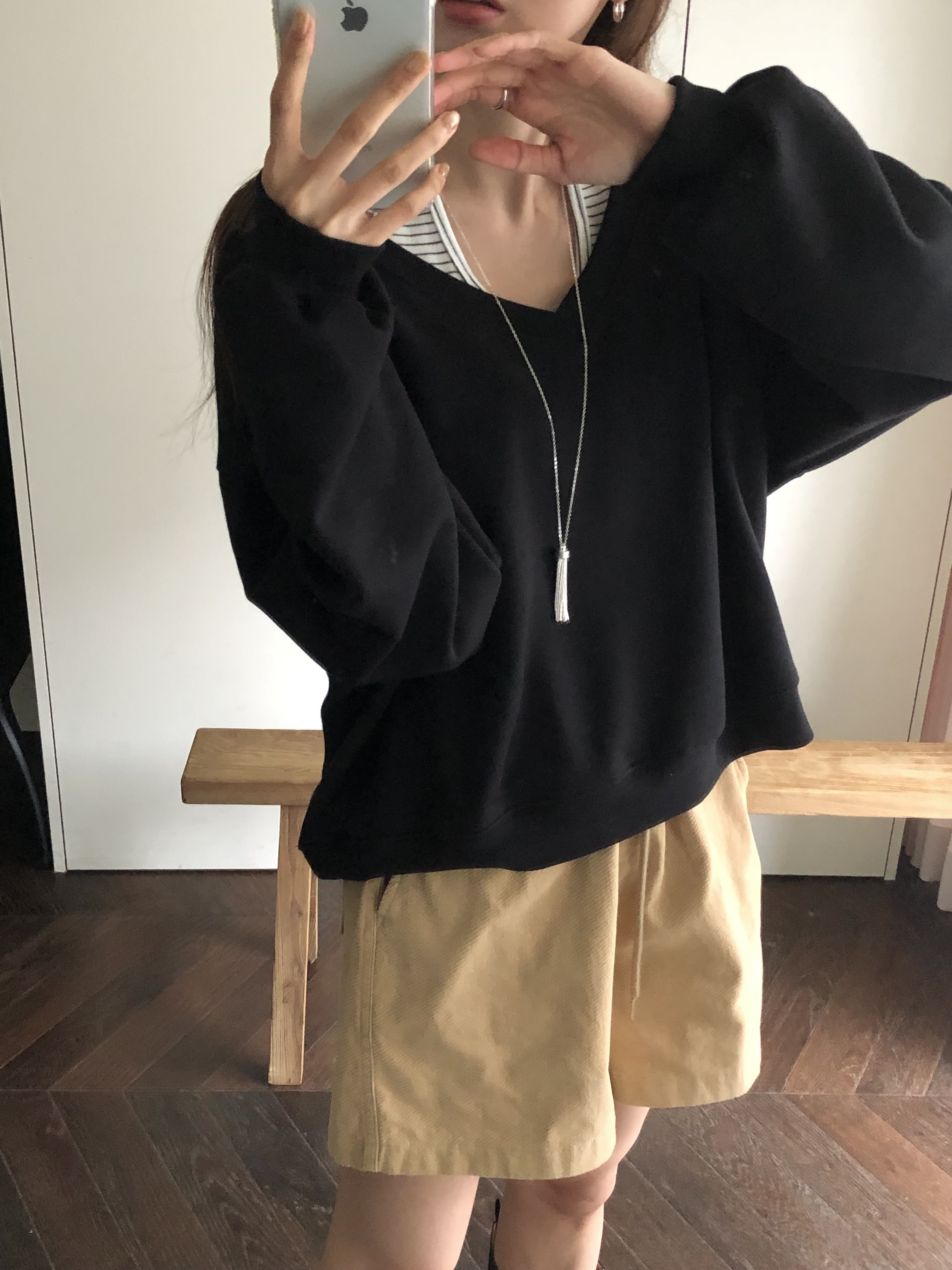 裏起毛Vネックルーズ長袖スウェット | 詳細画像11