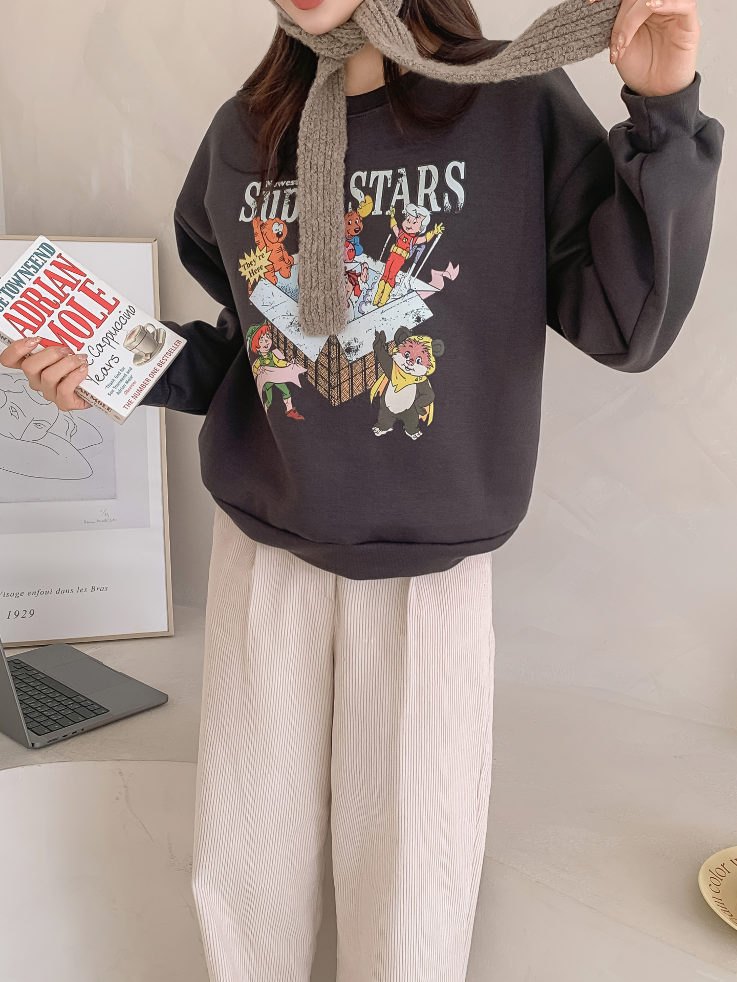 裏起毛ラウンドネックルーズ長袖ロゴスウェット | 詳細画像8