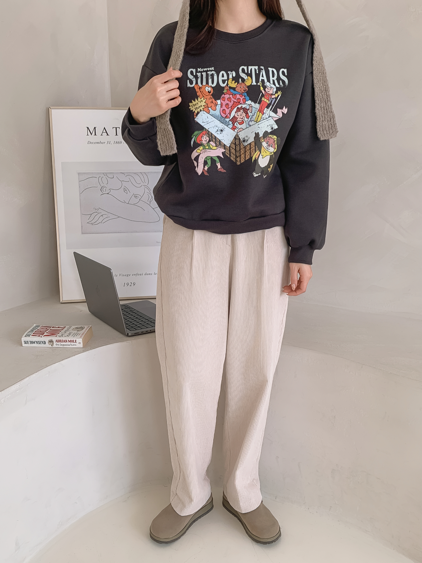 裏起毛ラウンドネックルーズ長袖ロゴスウェット | 詳細画像9